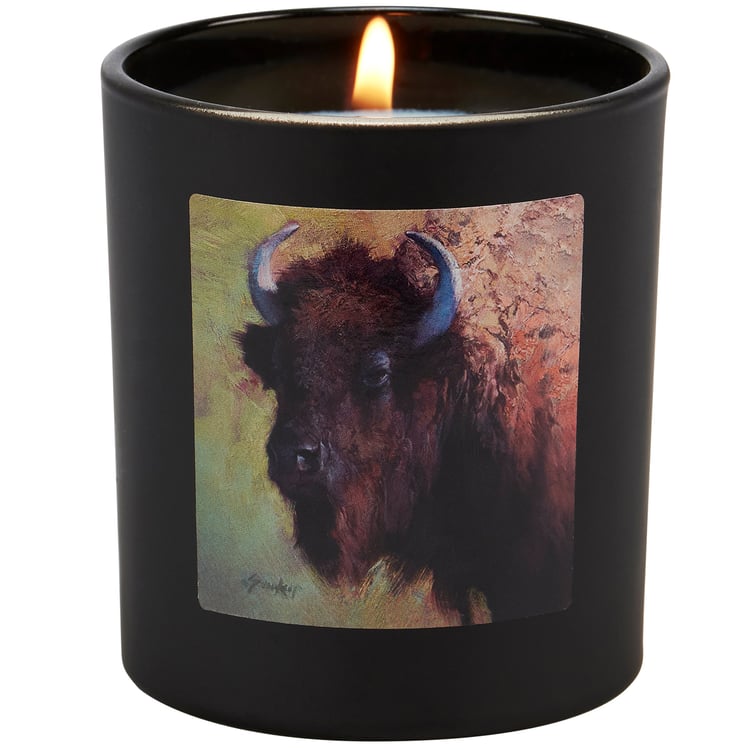 Invigorating Rosemary Scented Bison Candle: Soy Wax, Cotton Wick, Western Decor