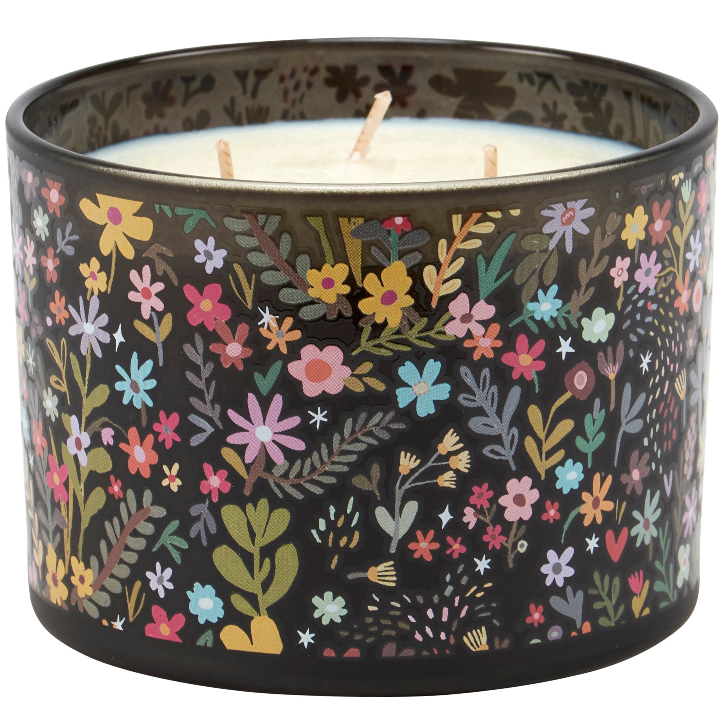 Vibrant Hand-Illustrated Dark Florals Candle with Calming Violet Scent