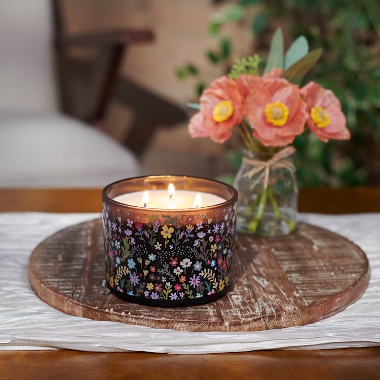 Vibrant Hand-Illustrated Dark Florals Candle with Calming Violet Scent