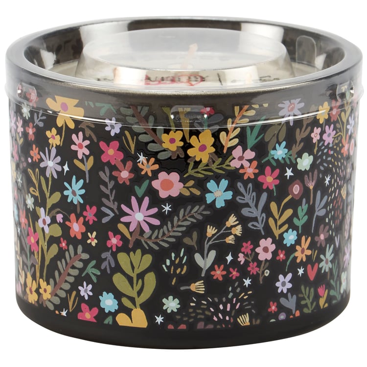 Vibrant Hand-Illustrated Dark Florals Candle with Calming Violet Scent