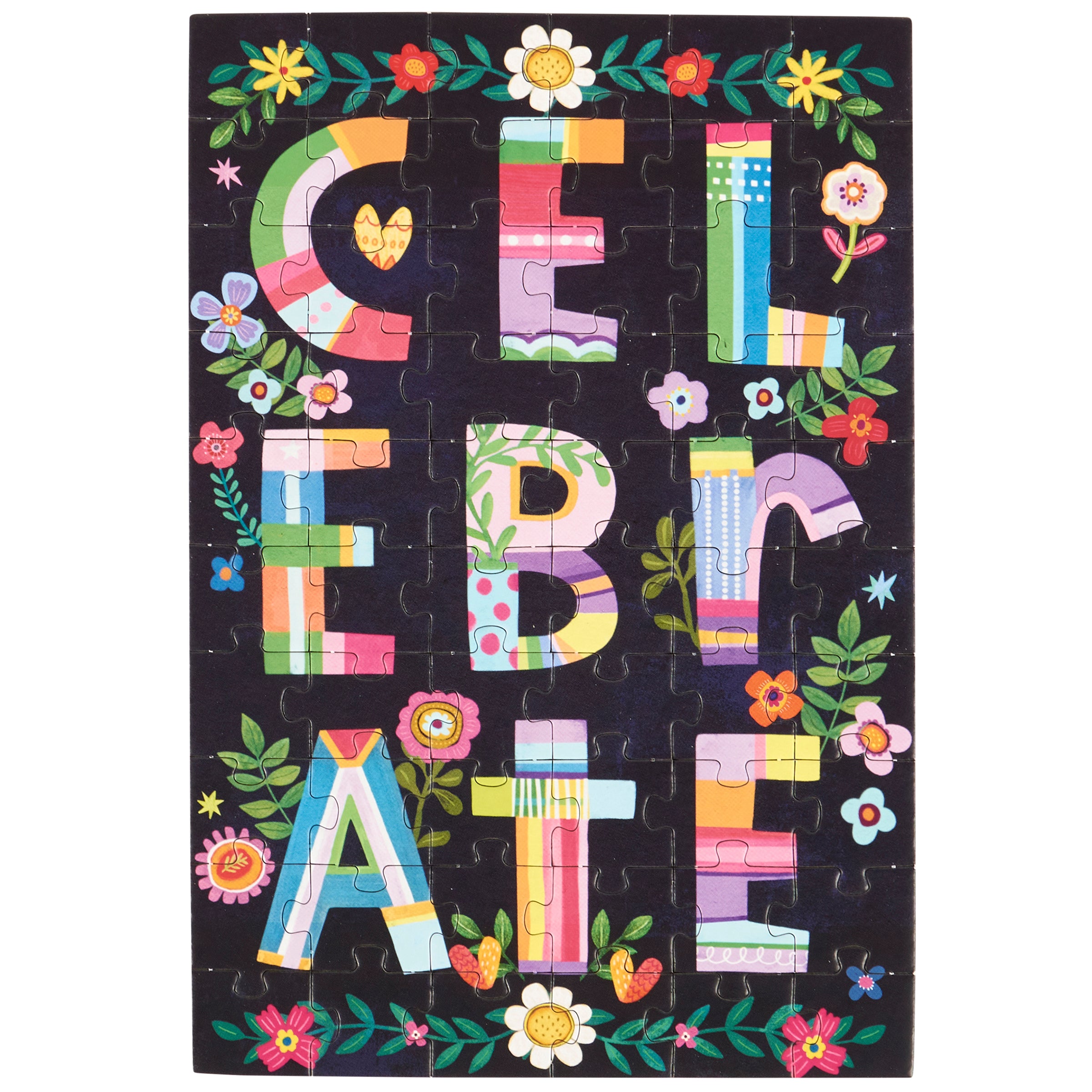 Interactive 'Celebrate' Floral 60-Piece Puzzle Card with Personalized Message Space