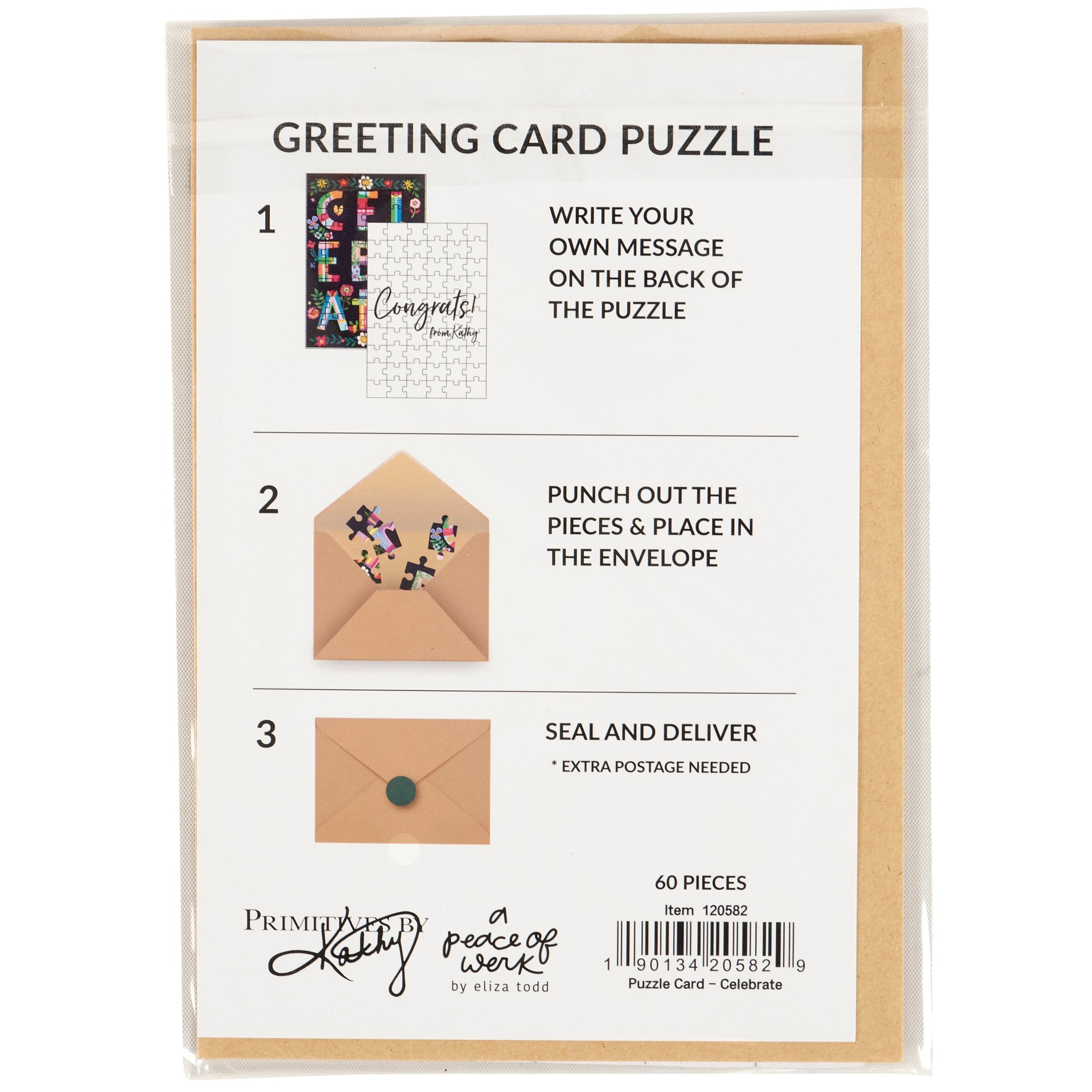 Interactive 'Celebrate' Floral 60-Piece Puzzle Card with Personalized Message Space