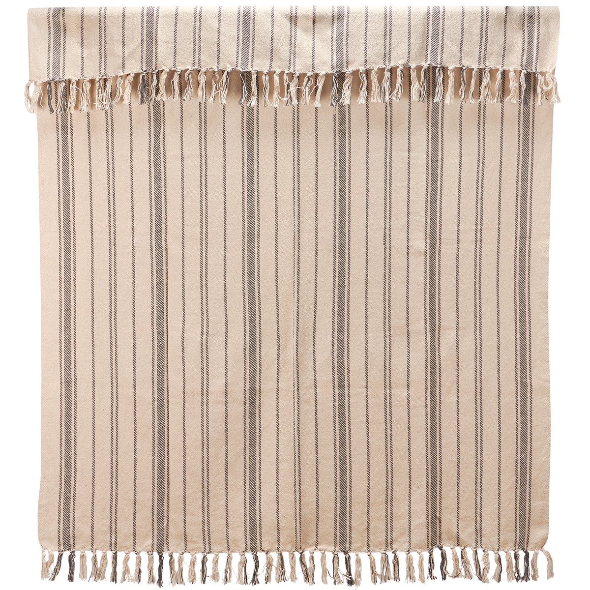 Cozy Farmhouse Stripe Cotton Throw Blanket with Tassels - Machine Washable Decor
