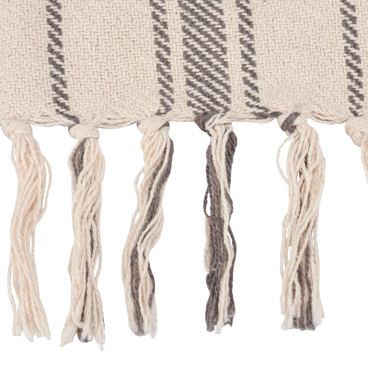 Cozy Farmhouse Stripe Cotton Throw Blanket with Tassels - Machine Washable Decor