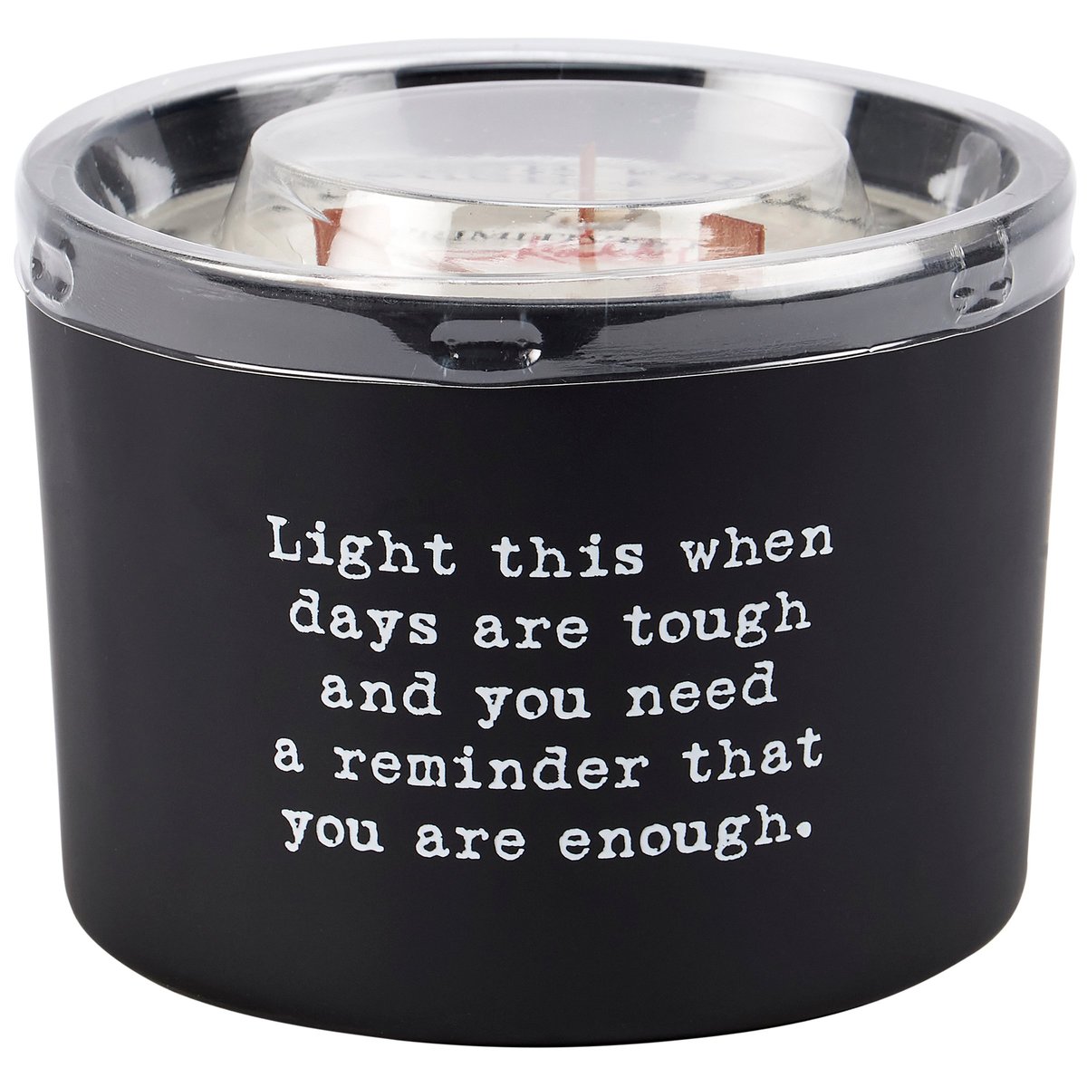 Empowering 'You Are Enough' Vanilla Scented Black Glass Candle, Triple Wooden Wicks
