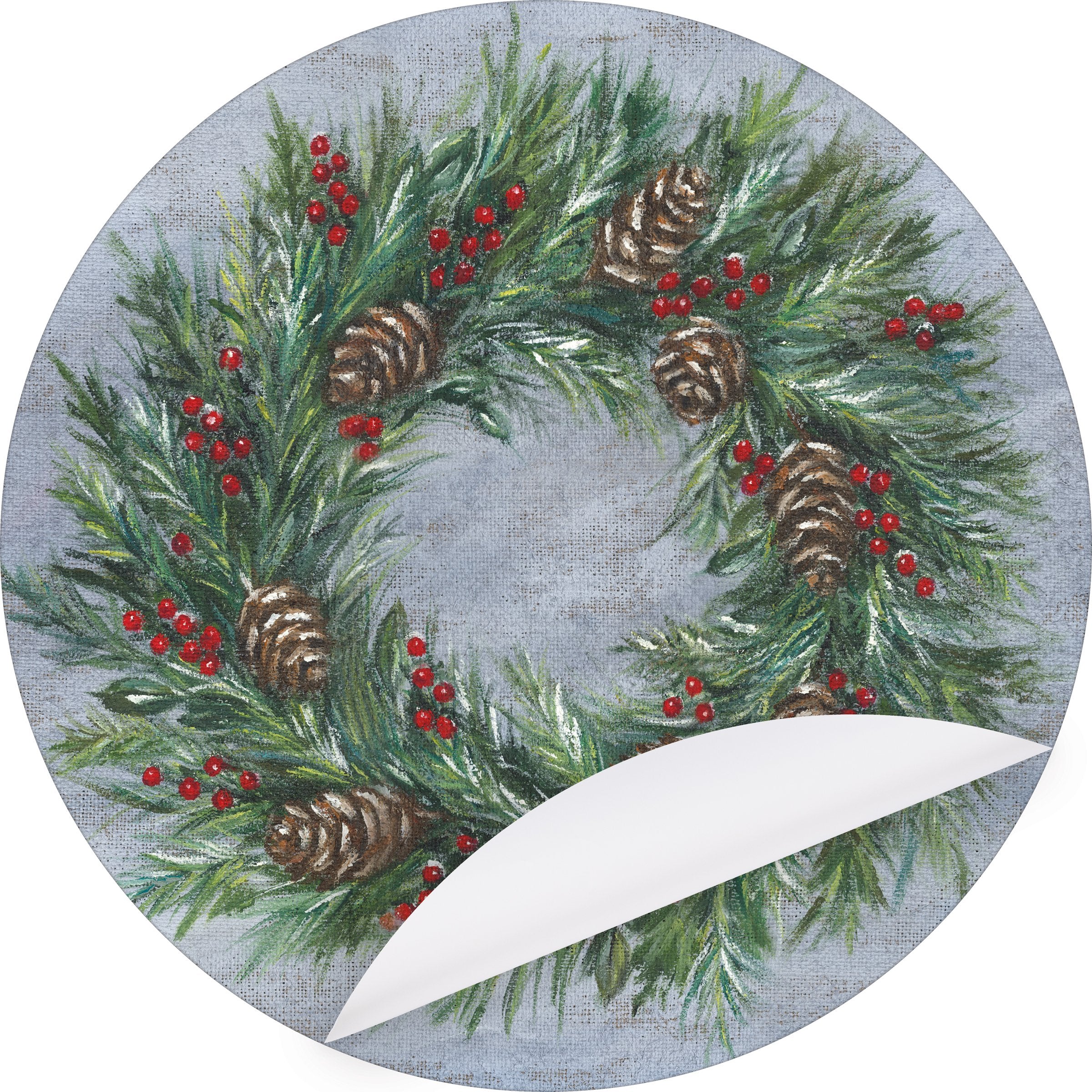 Festive Evergreen Wreath Paper Placemats - Rustic Christmas Table Setting, 24-Pack