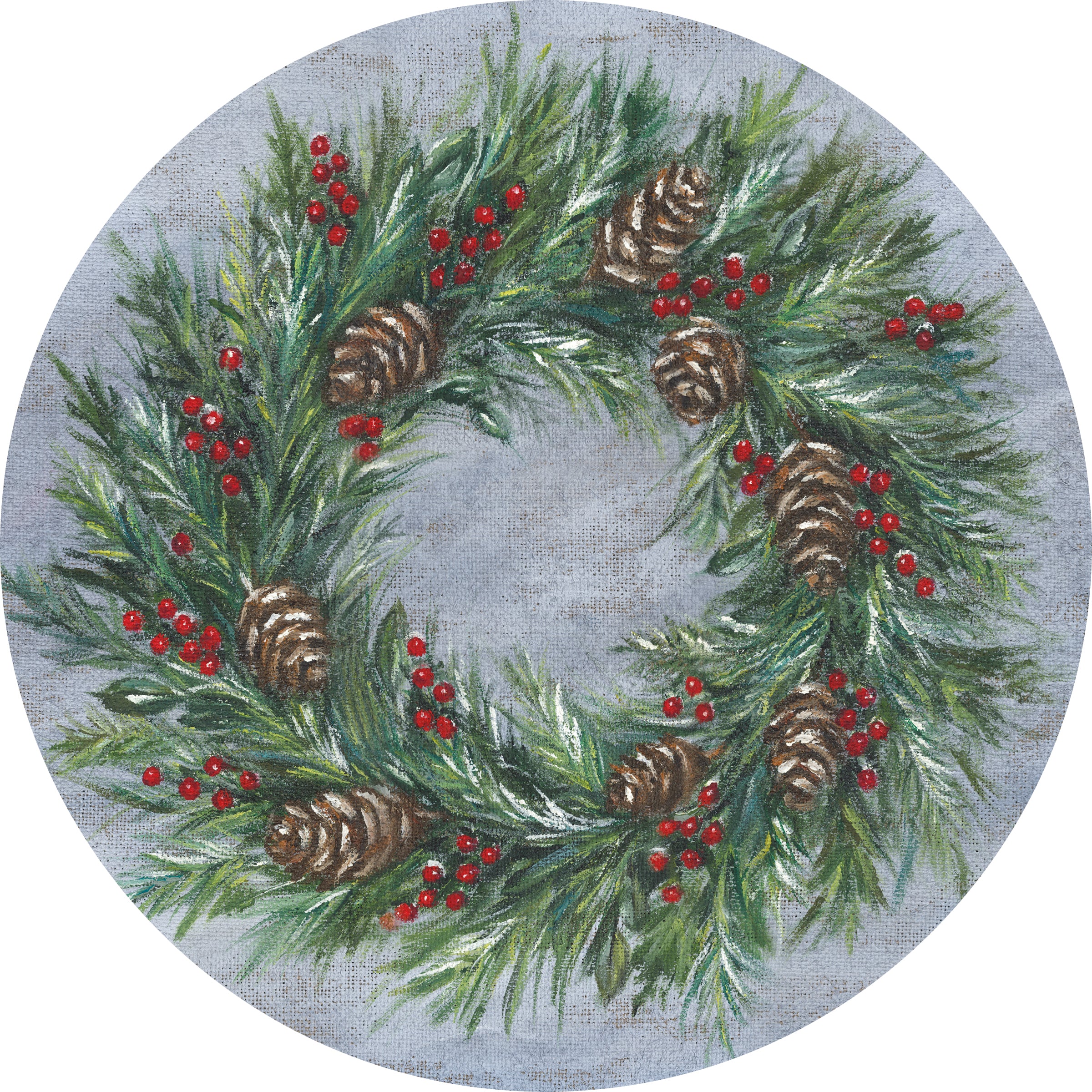 Festive Evergreen Wreath Paper Placemats - Rustic Christmas Table Setting, 24-Pack