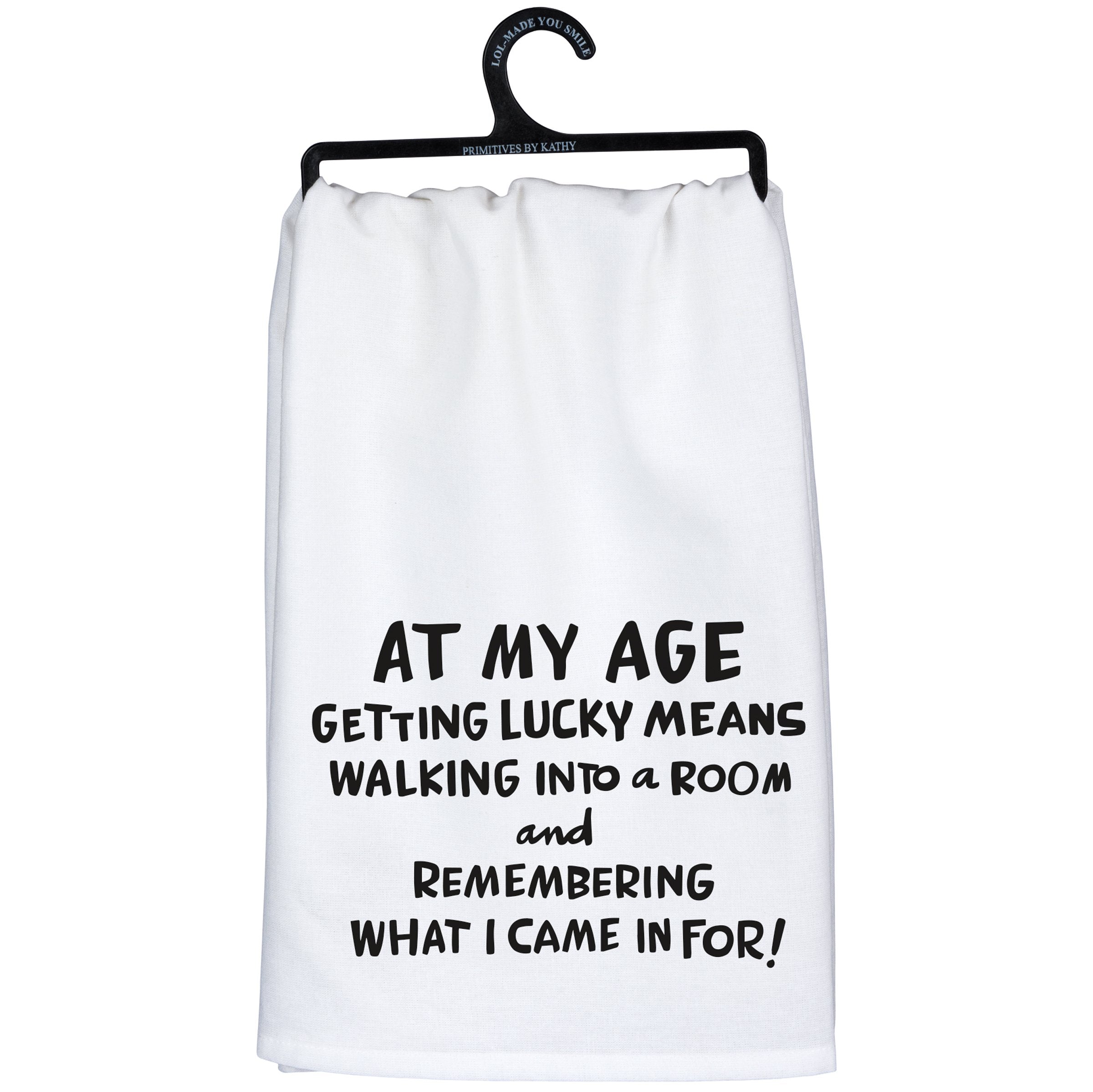 Humorous "At My Age" Cotton Kitchen Towel - Witty Gag Gift for Adults