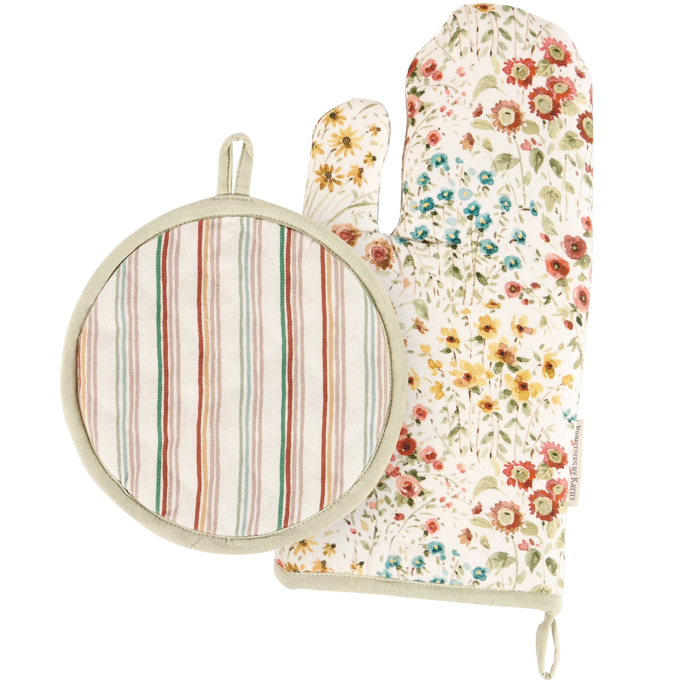 Charming Fall Wildflowers Kitchen Set: Oven Mitt & Hot Pad Duo