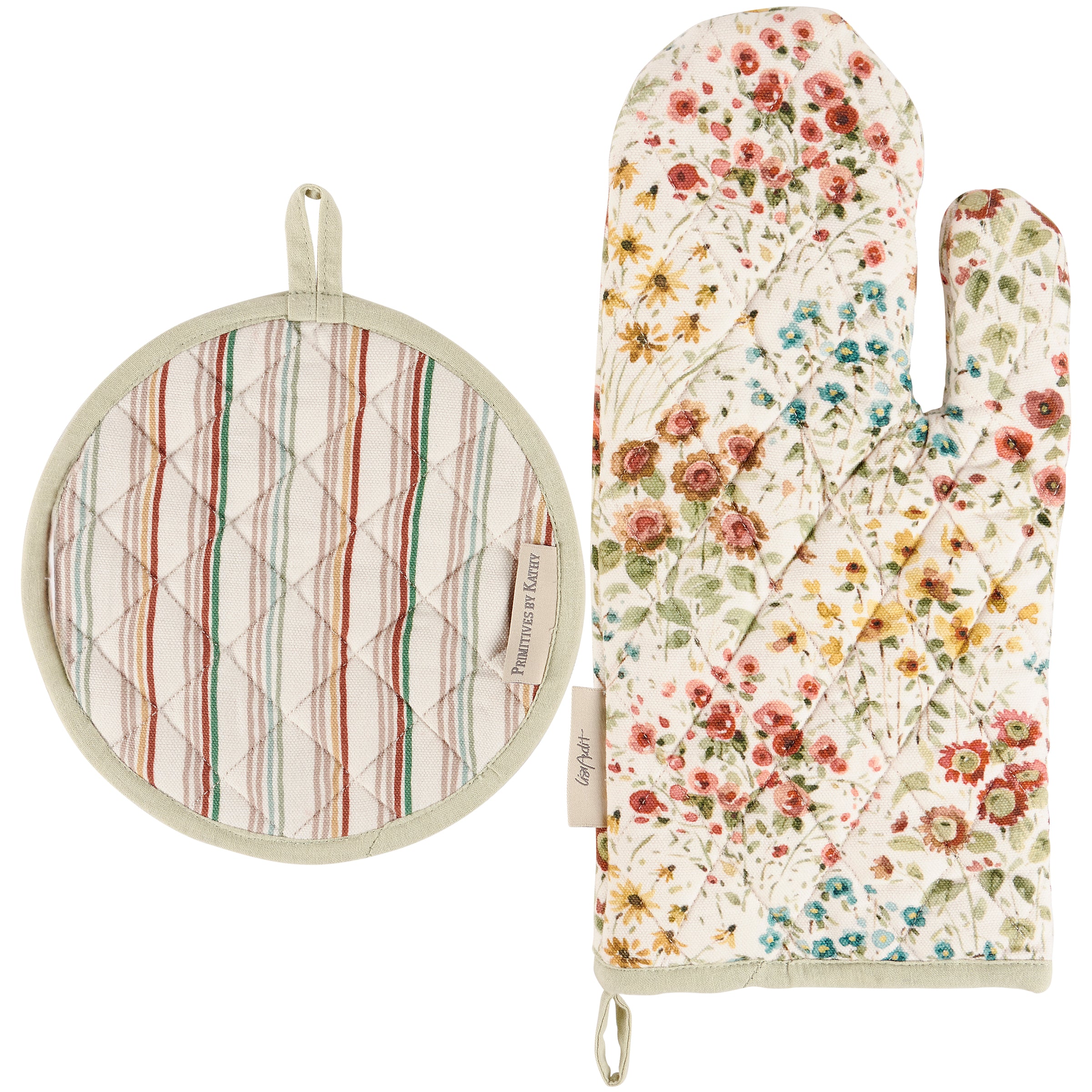 Charming Fall Wildflowers Kitchen Set: Oven Mitt & Hot Pad Duo