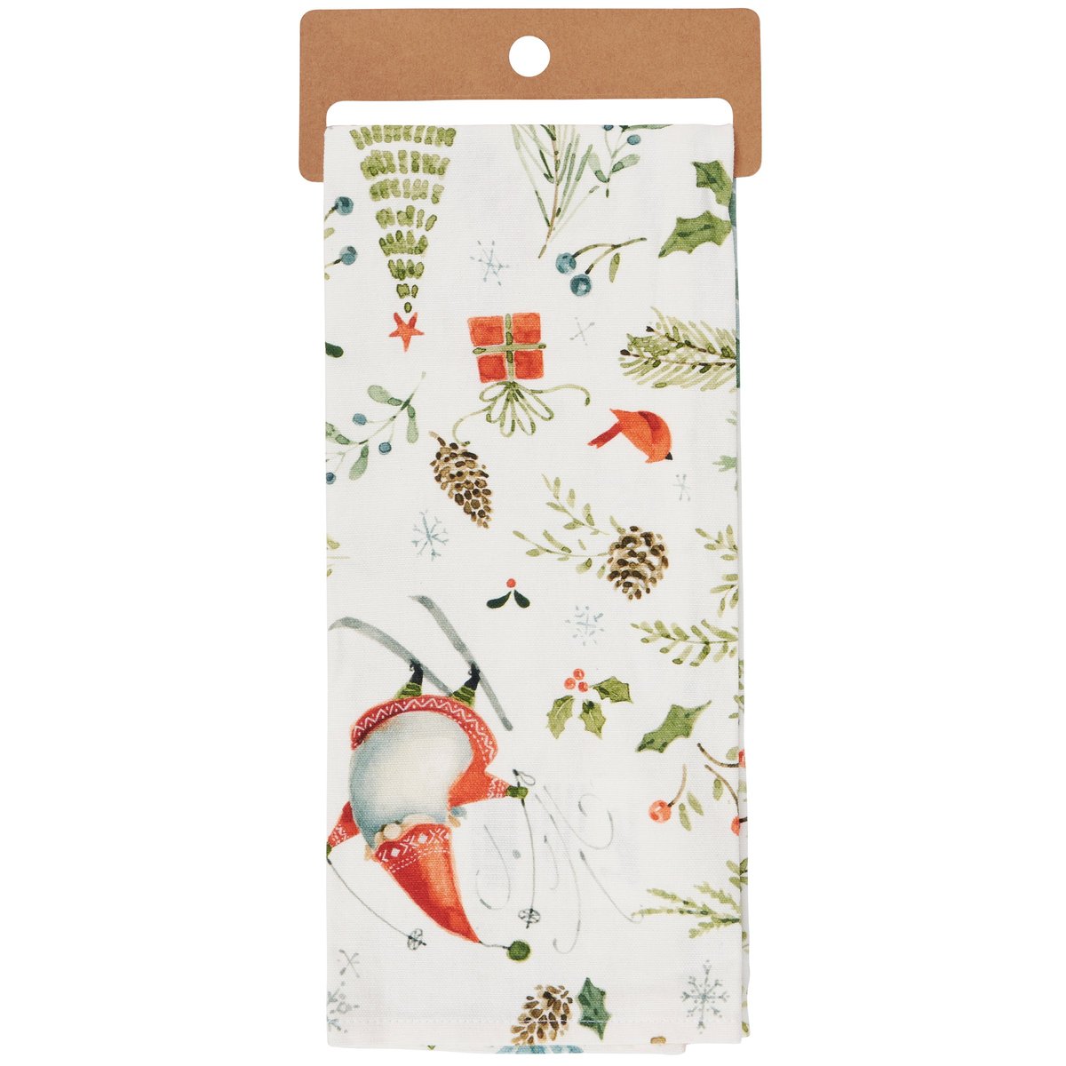 Whimsical Christmas Gnomes Cotton Kitchen Towel - Festive Holiday Decor