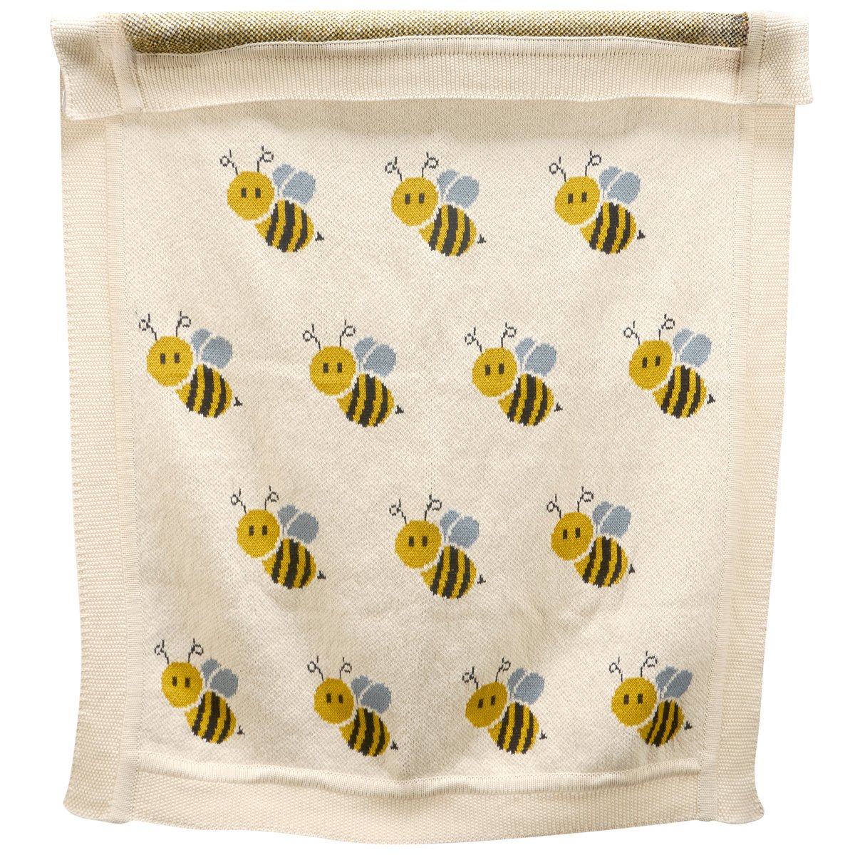 Cozy Cotton Baby Bee Throw Blanket for Kids Nursery Decor, Machine Washable Soft