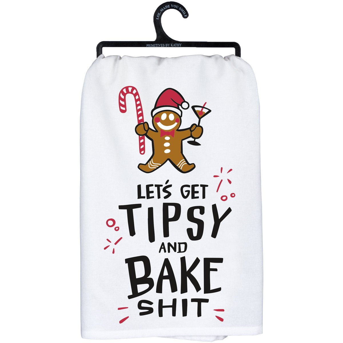 Funny Christmas Gingerbread Man Cotton Kitchen Towel - Tipsy Bake Design