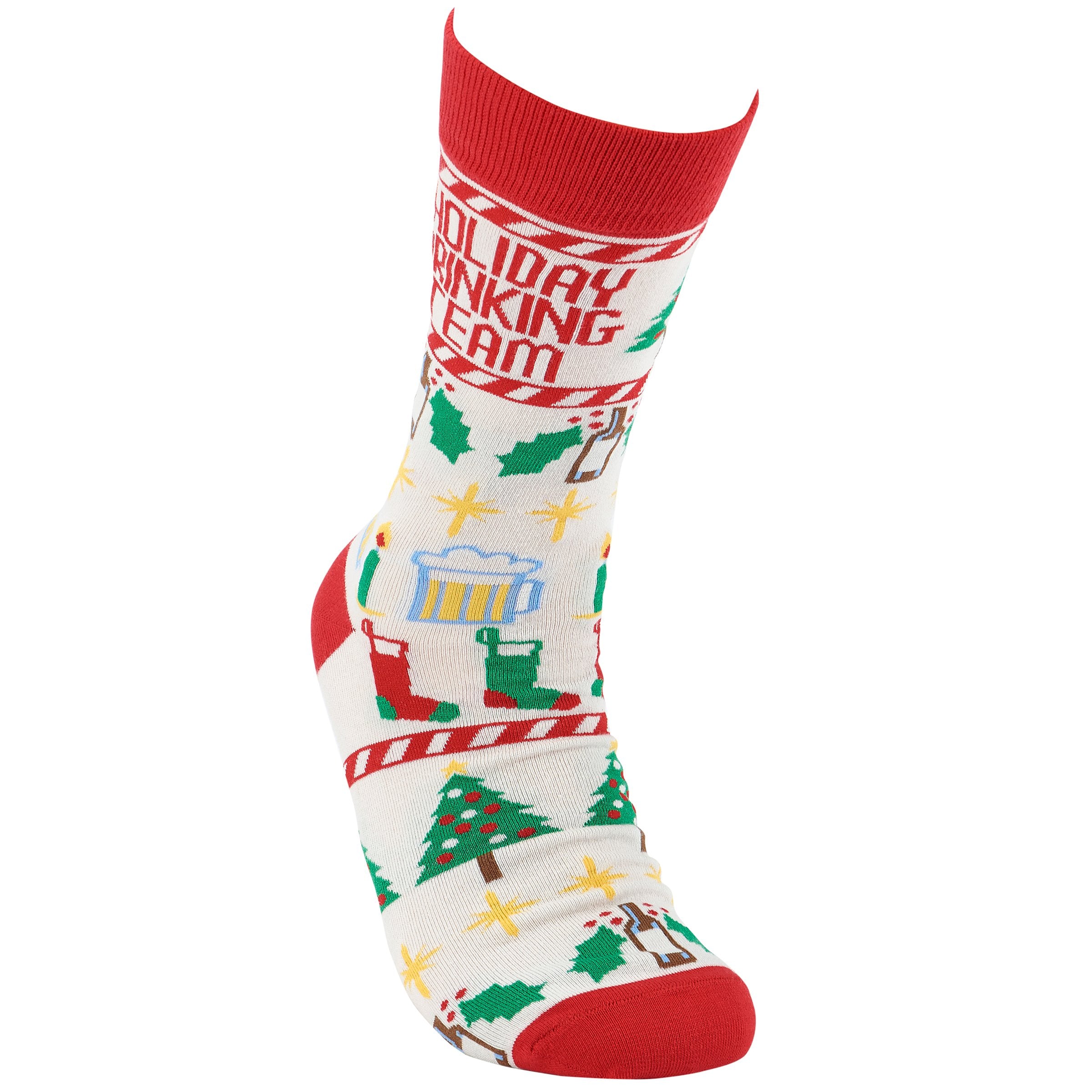 Funny Festive Holiday Drinking Team Socks: Warm Cotton Blend Christmas Cheer
