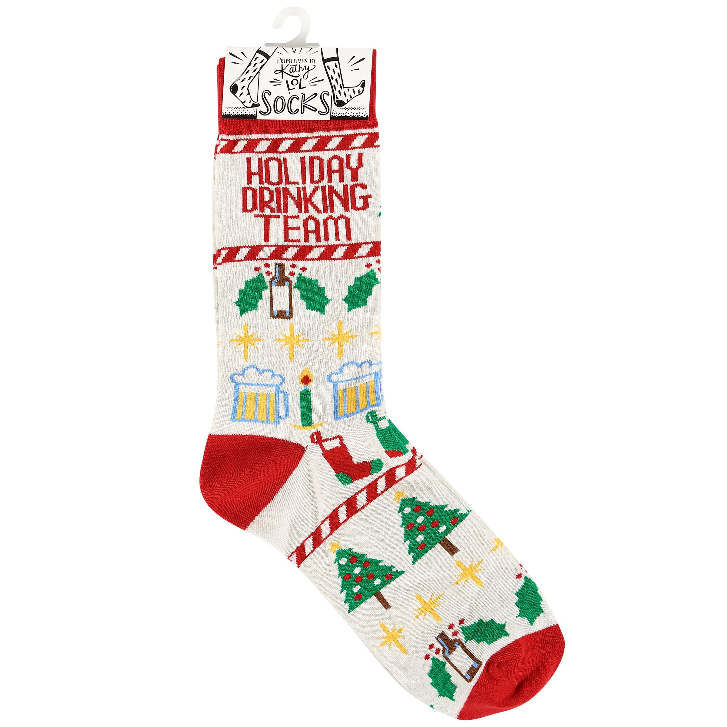 Funny Festive Holiday Drinking Team Socks: Warm Cotton Blend Christmas Cheer