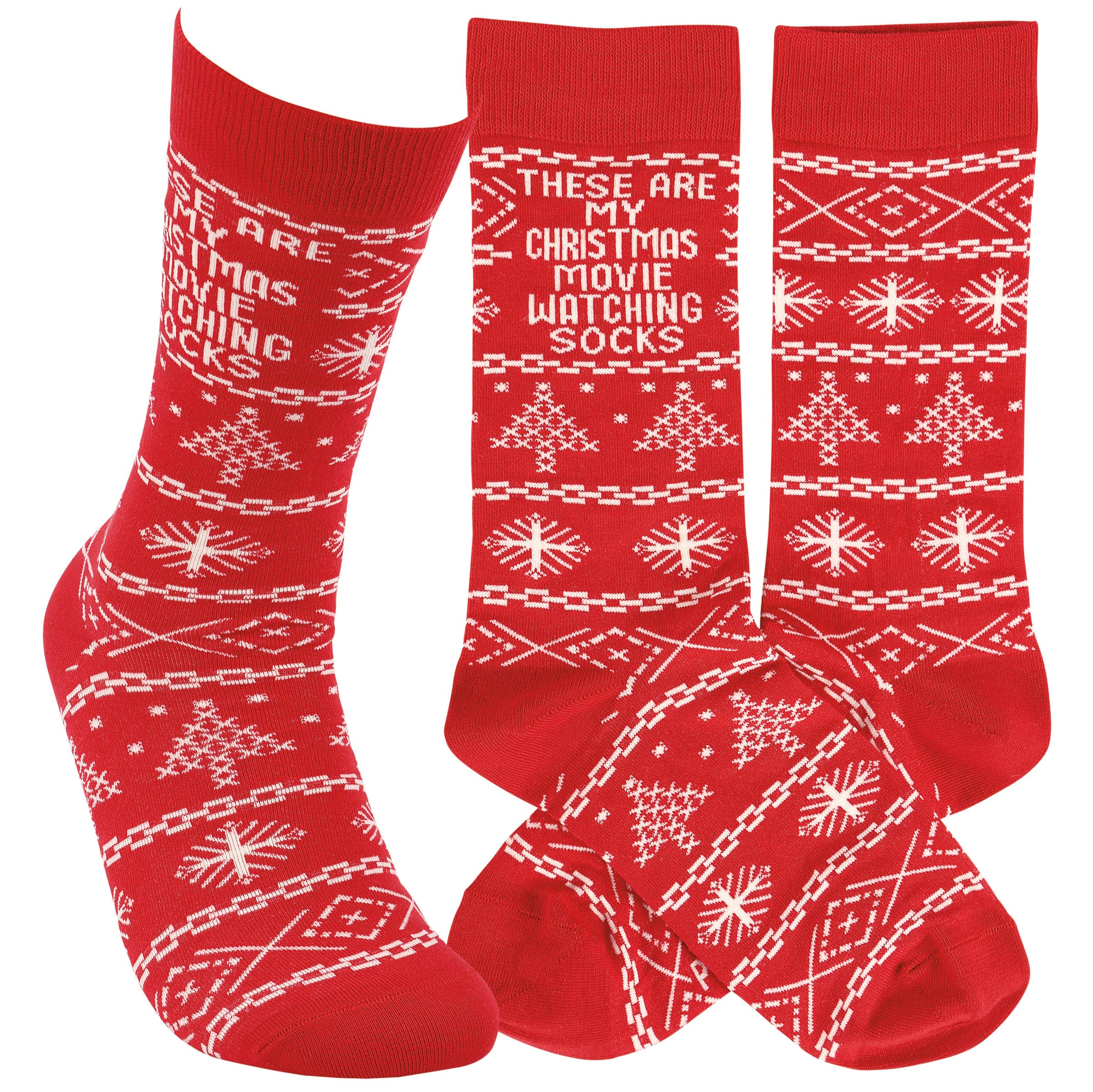 Cozy Christmas Movie Watching Socks - Festive Cotton Blend, One Size