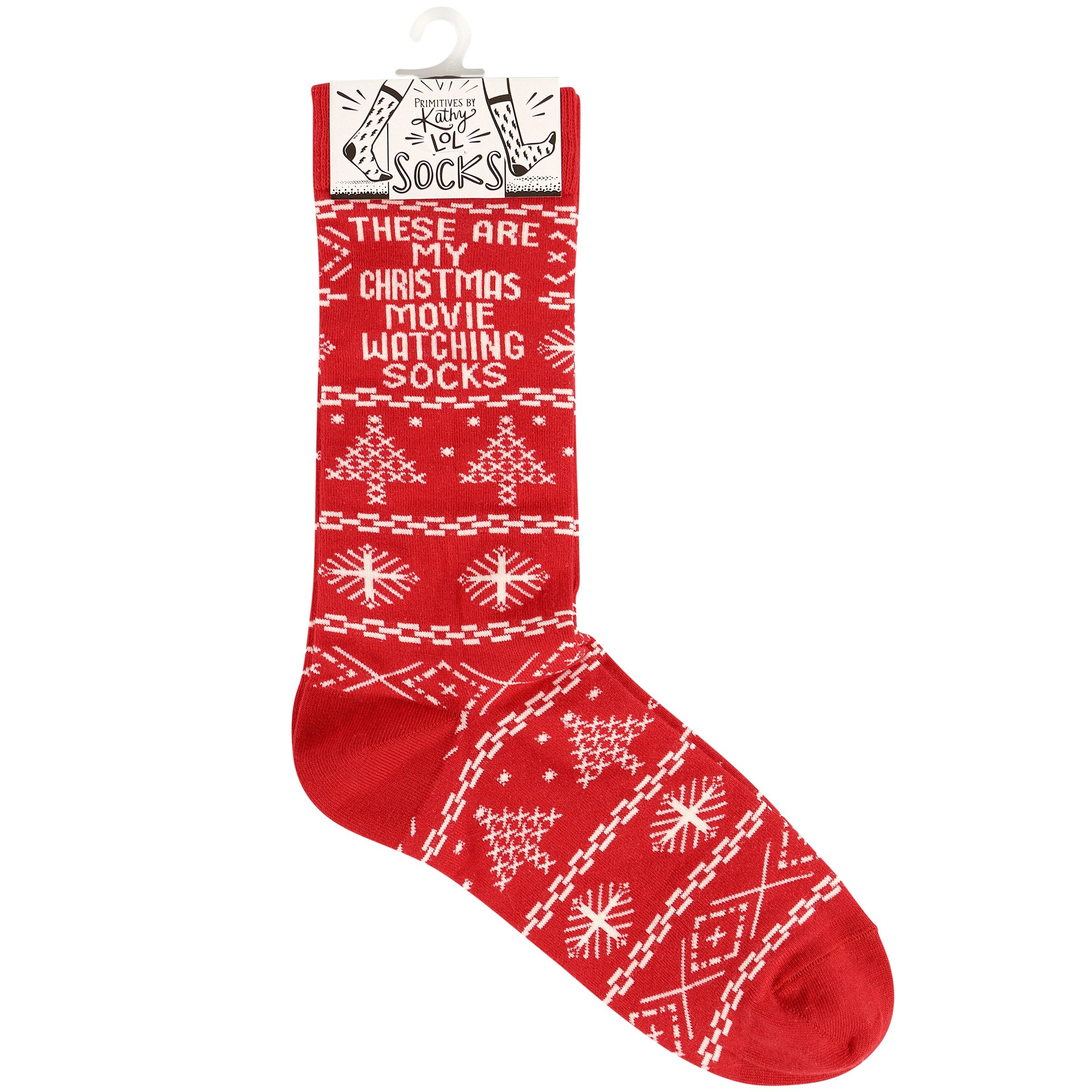 Cozy Christmas Movie Watching Socks - Festive Cotton Blend, One Size