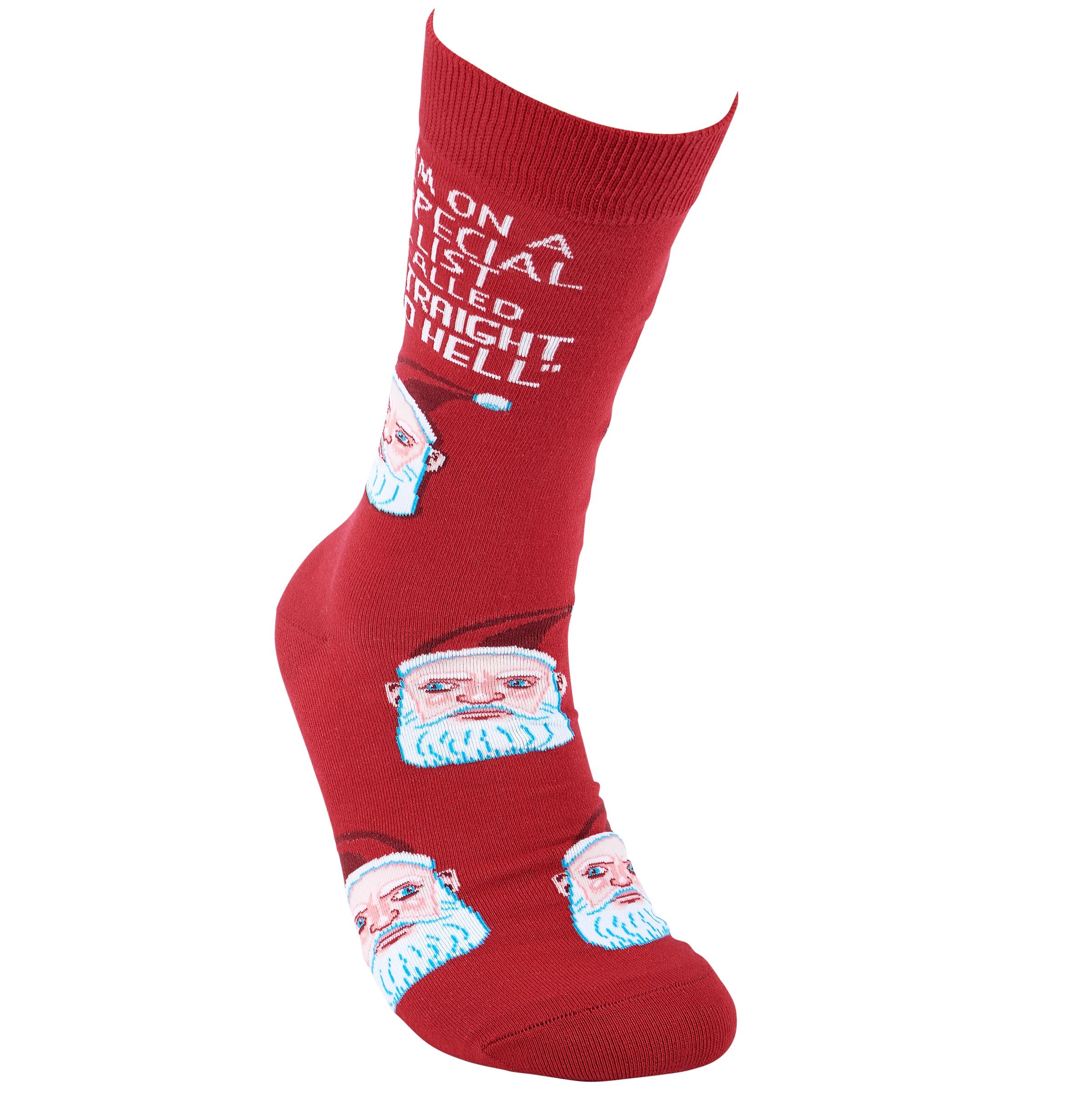 Humorous 'Straight To Hell' Santa Christmas Socks - Cotton Blend, One Size