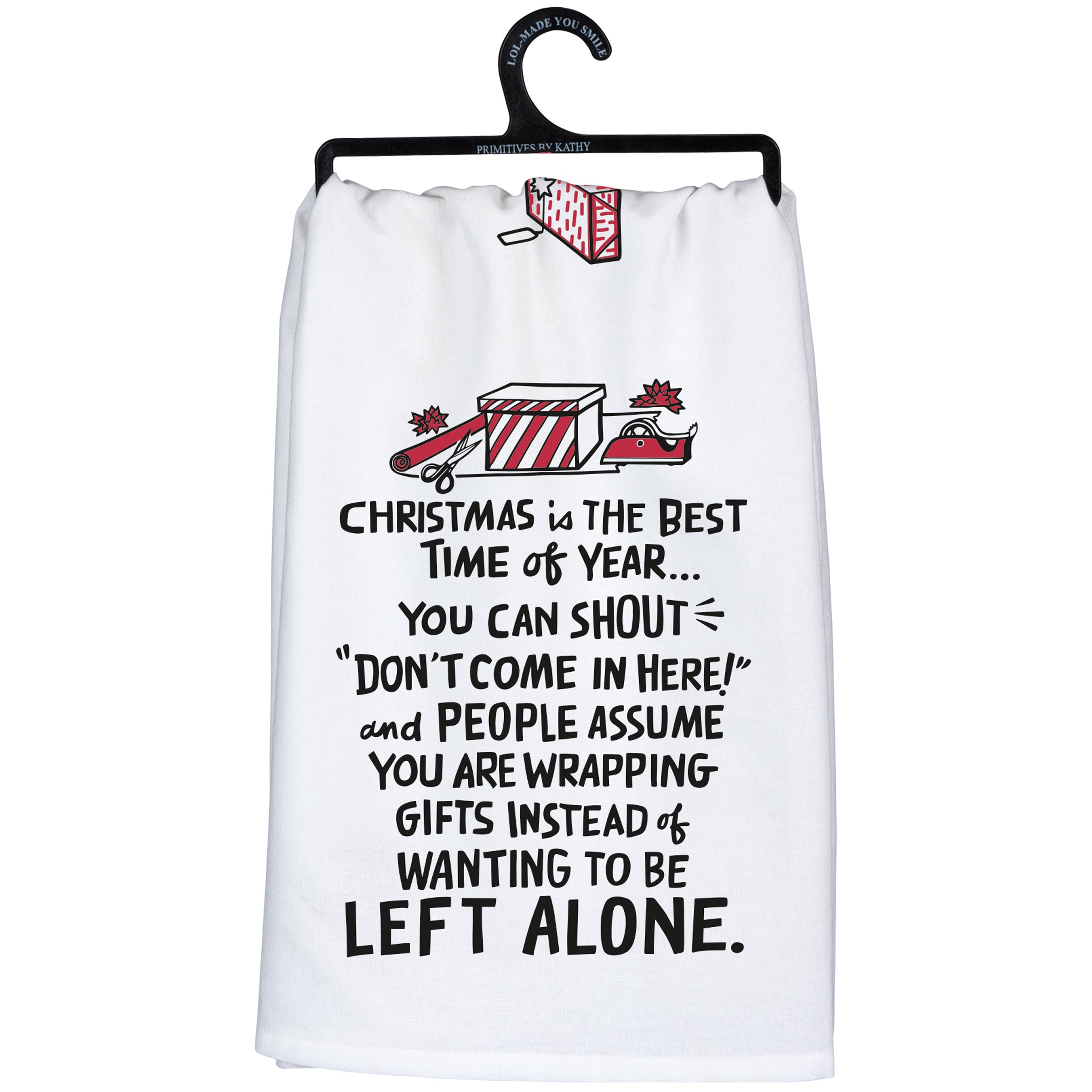 Funny Christmas Cotton Kitchen Towel: 'Don't Come In Here' Sarcastic Holiday Gift
