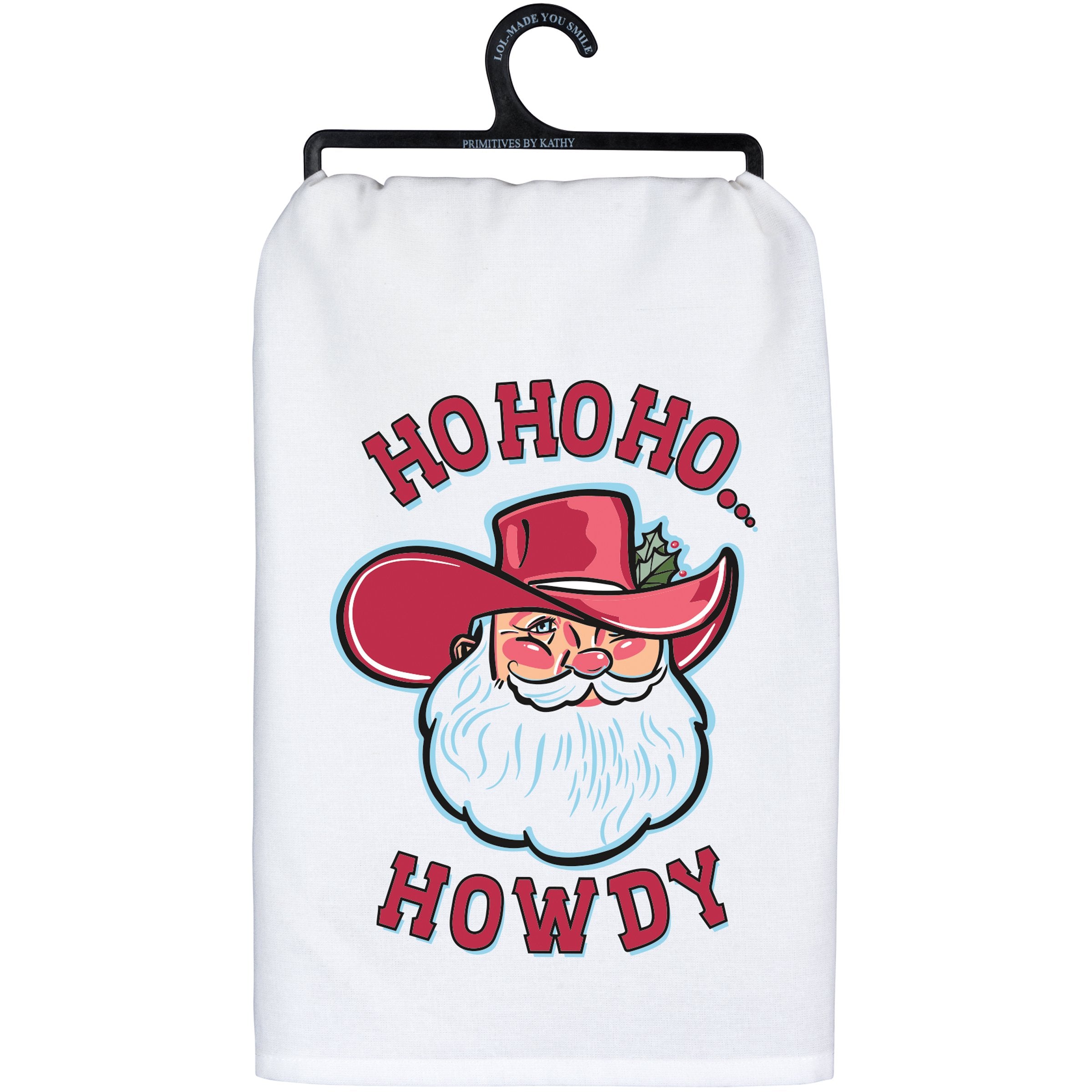 Festive Western Santa Ho Ho Howdy Christmas Cotton Kitchen Towel