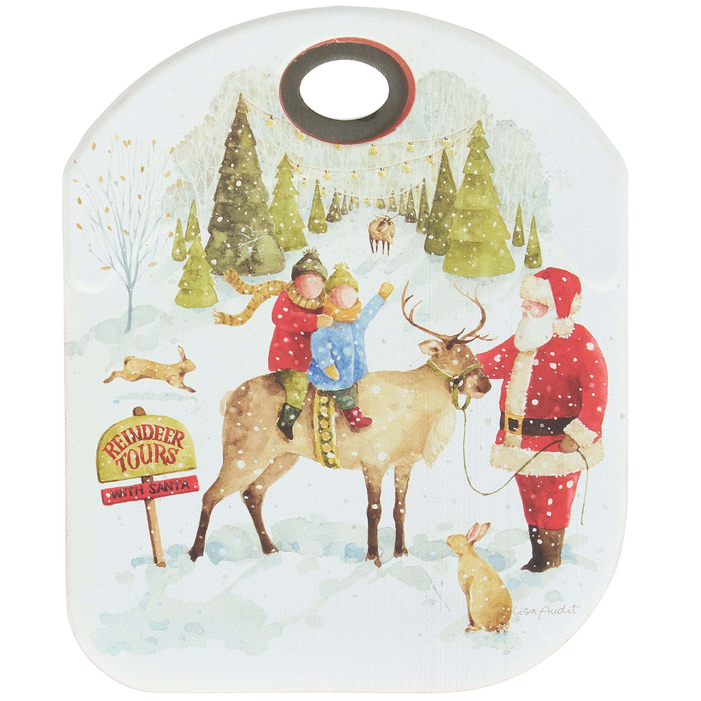 Festive Santa's Tree Farm Silicone Bowl Scraper with Measurement Equivalents