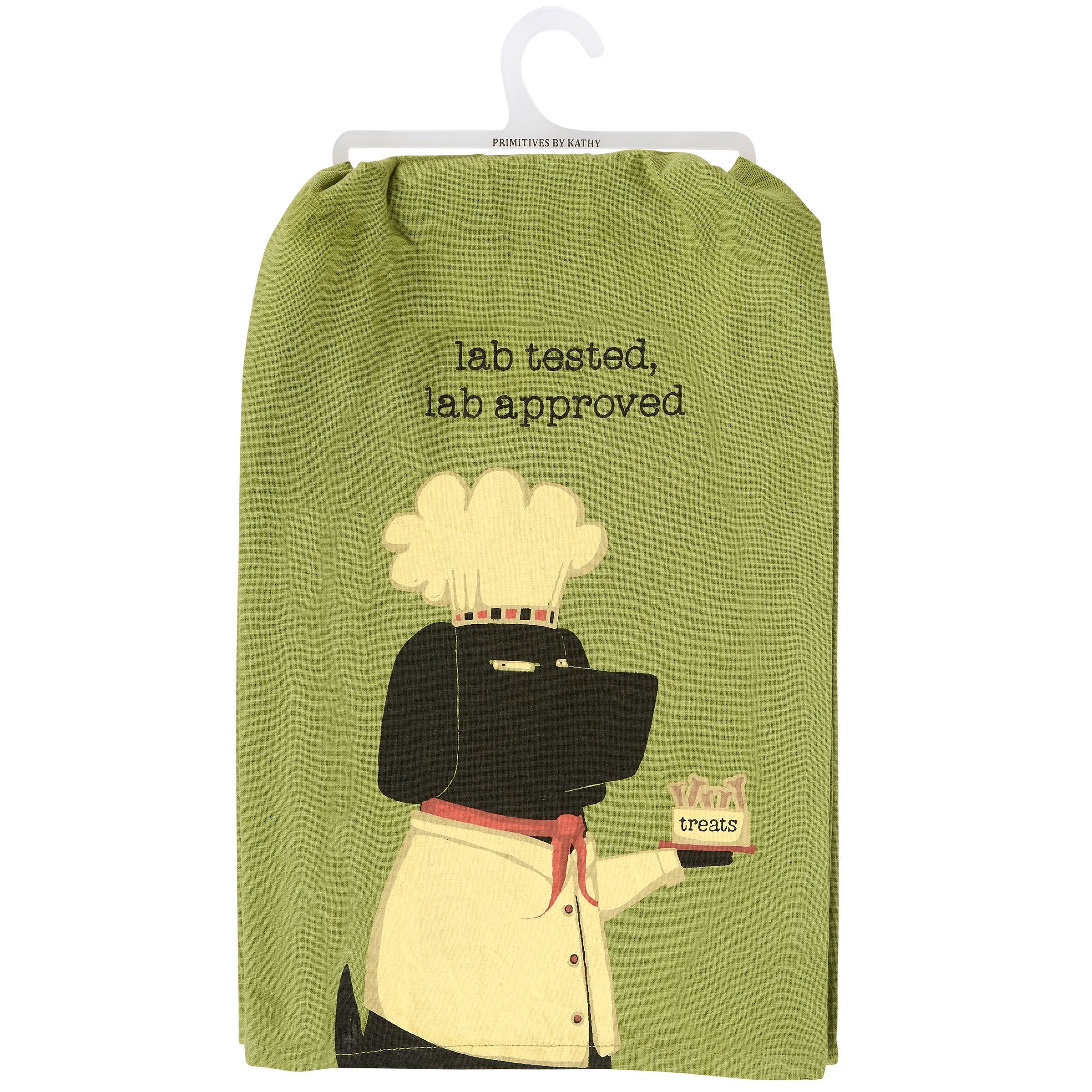 Funny Lab Tested Approved Dog Chef Cotton Kitchen Towel, Pet Themed Decor