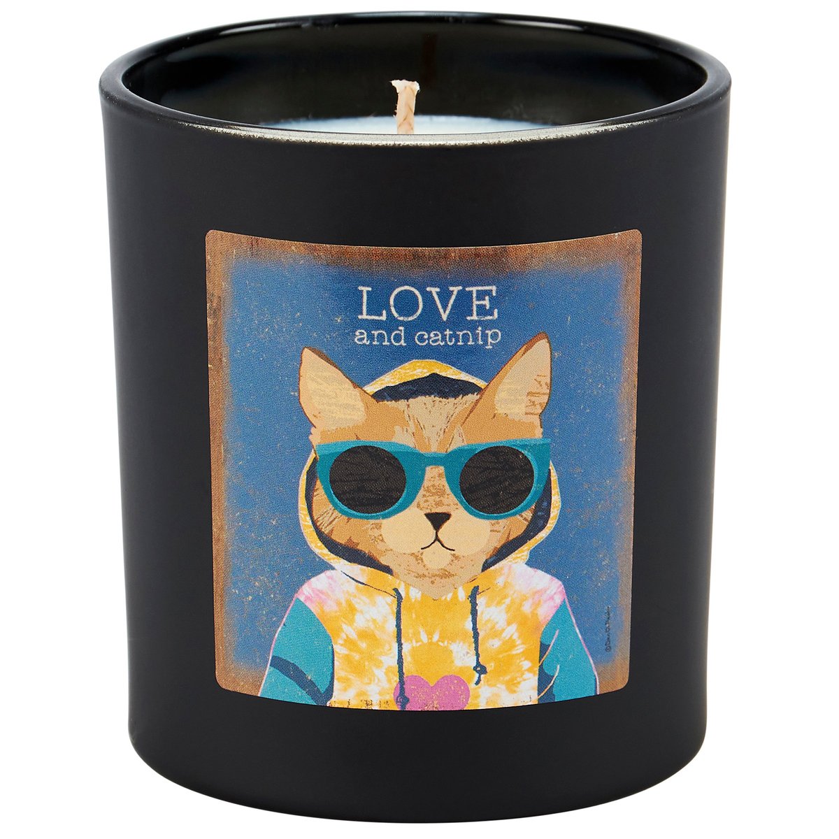 Charming Catnip & Love Soy Wax Candle - Rustic Matte Black Glass with Rosemary Scent