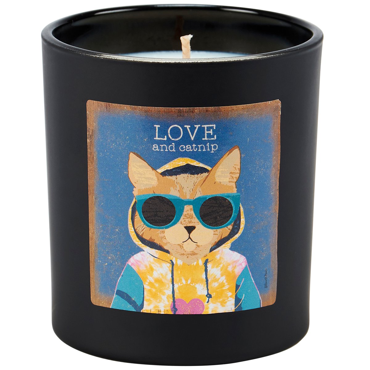 Charming Catnip & Love Soy Wax Candle - Rustic Matte Black Glass with Rosemary Scent