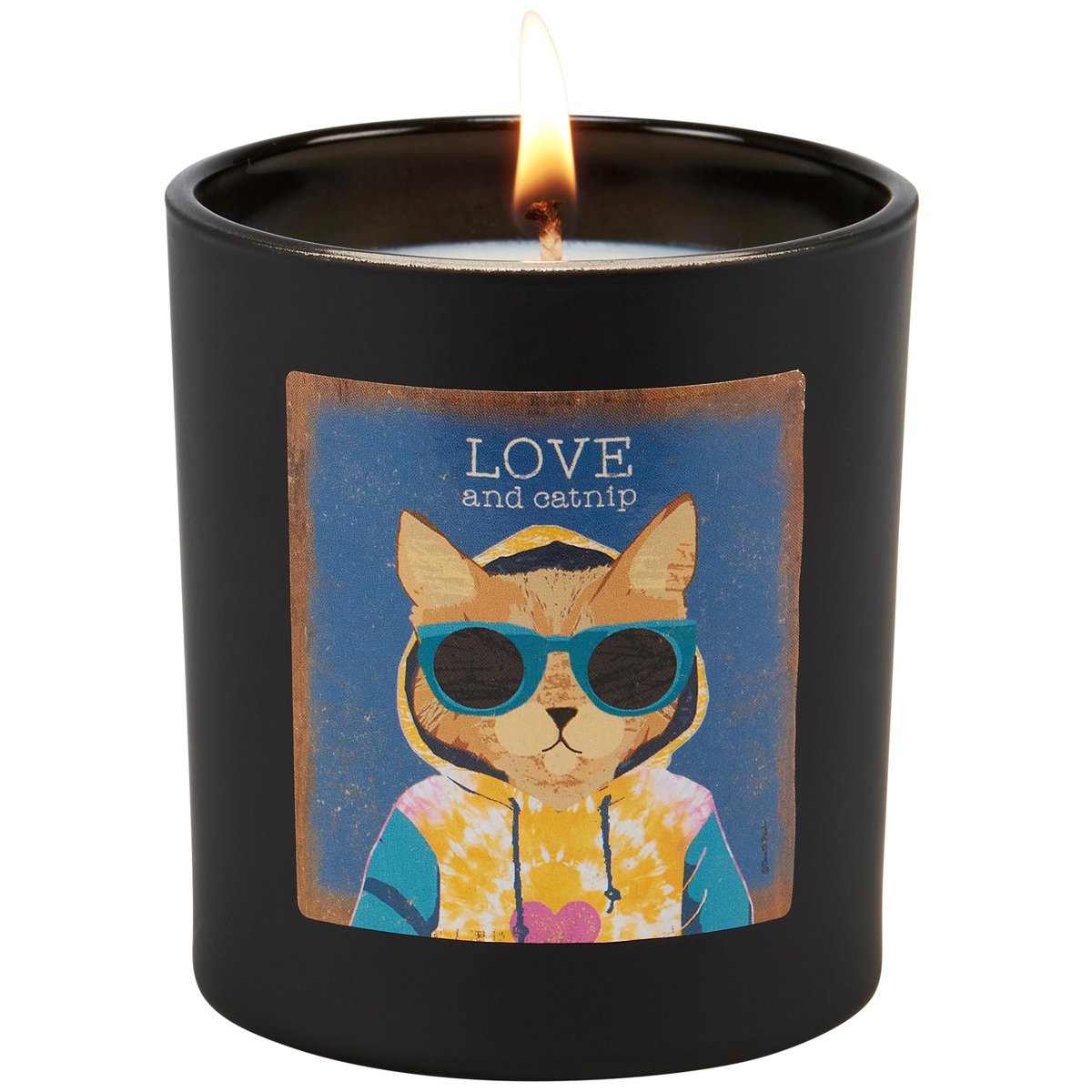 Charming Catnip & Love Soy Wax Candle - Rustic Matte Black Glass with Rosemary Scent