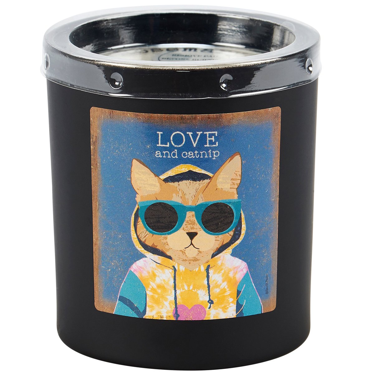 Charming Catnip & Love Soy Wax Candle - Rustic Matte Black Glass with Rosemary Scent