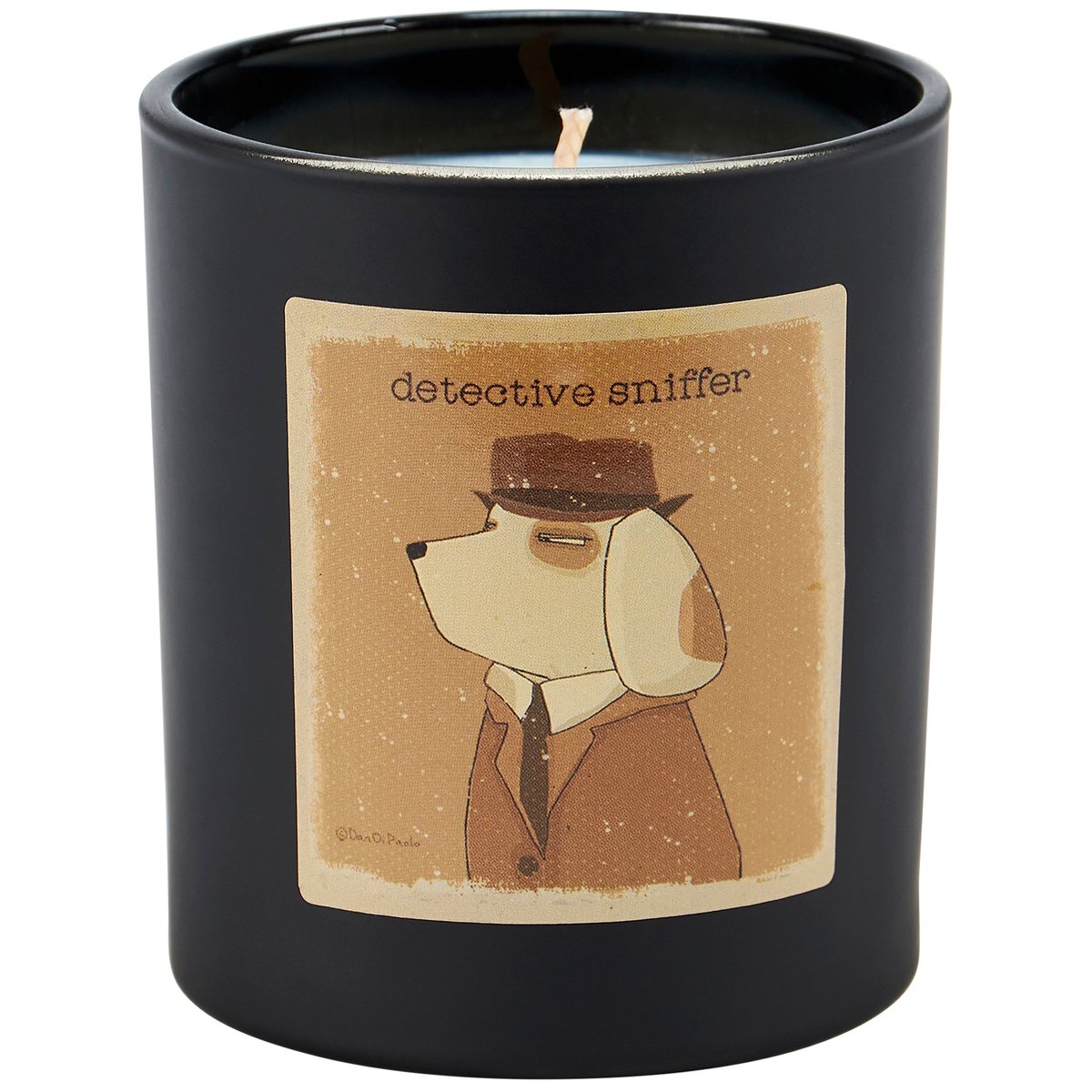 Rustic Matte Black Glass Detective Sniffer French Vanilla Scented Candle