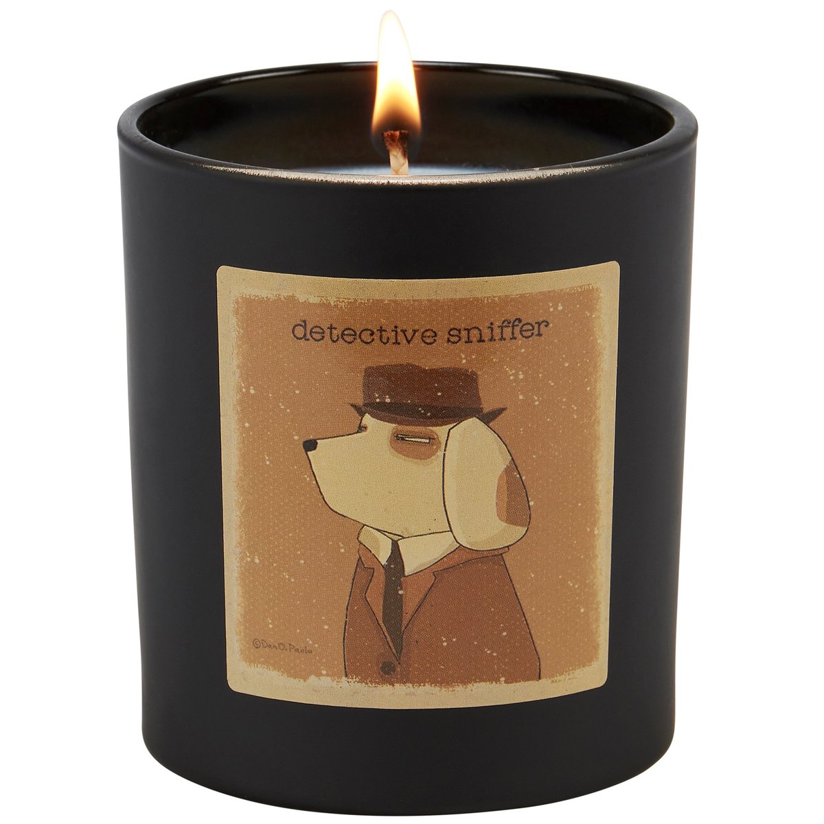 Rustic Matte Black Glass Detective Sniffer French Vanilla Scented Candle