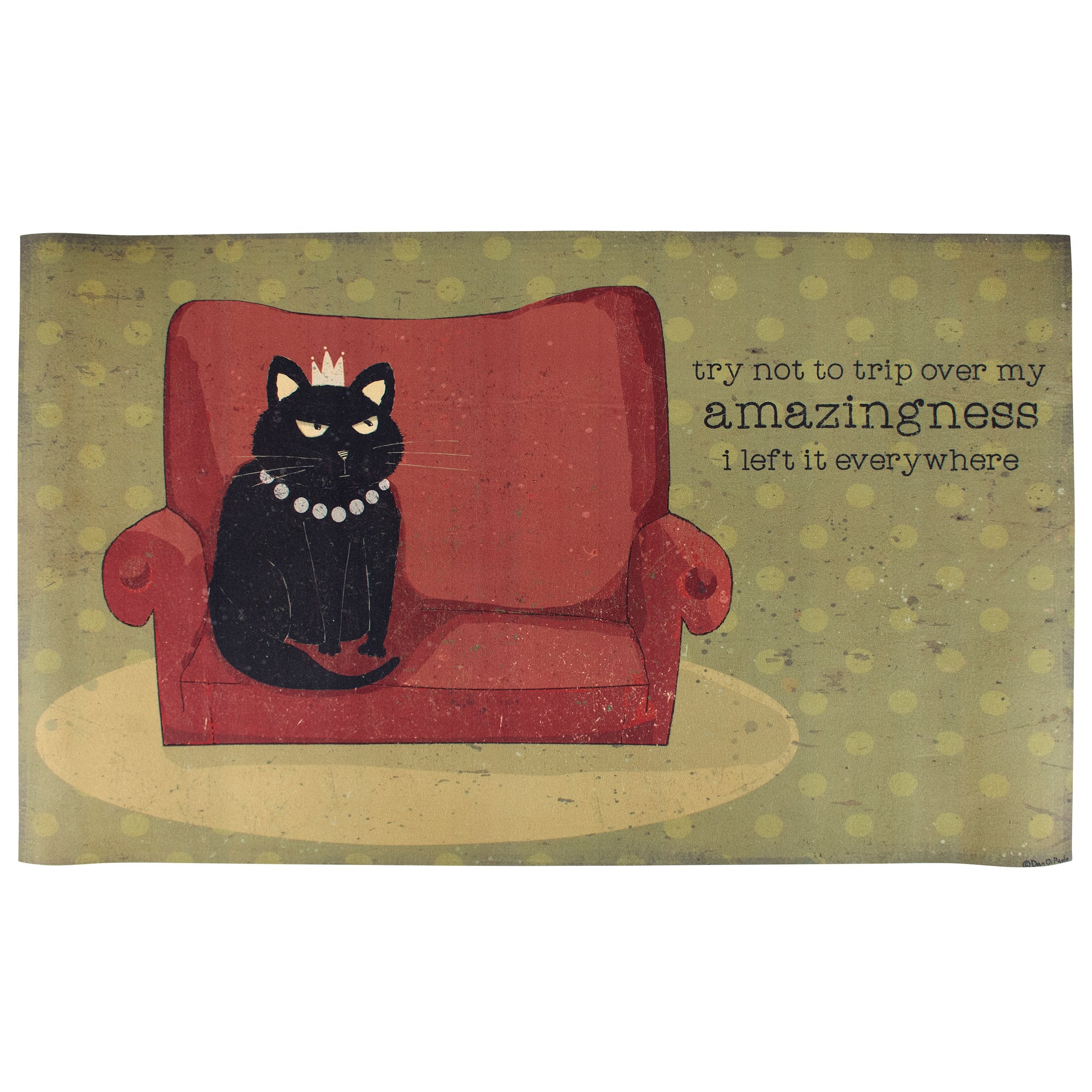 Humorous Cat Crown Polyester Rug: Skid-Resistant 'Amazingness Everywhere' Pet Home Accent