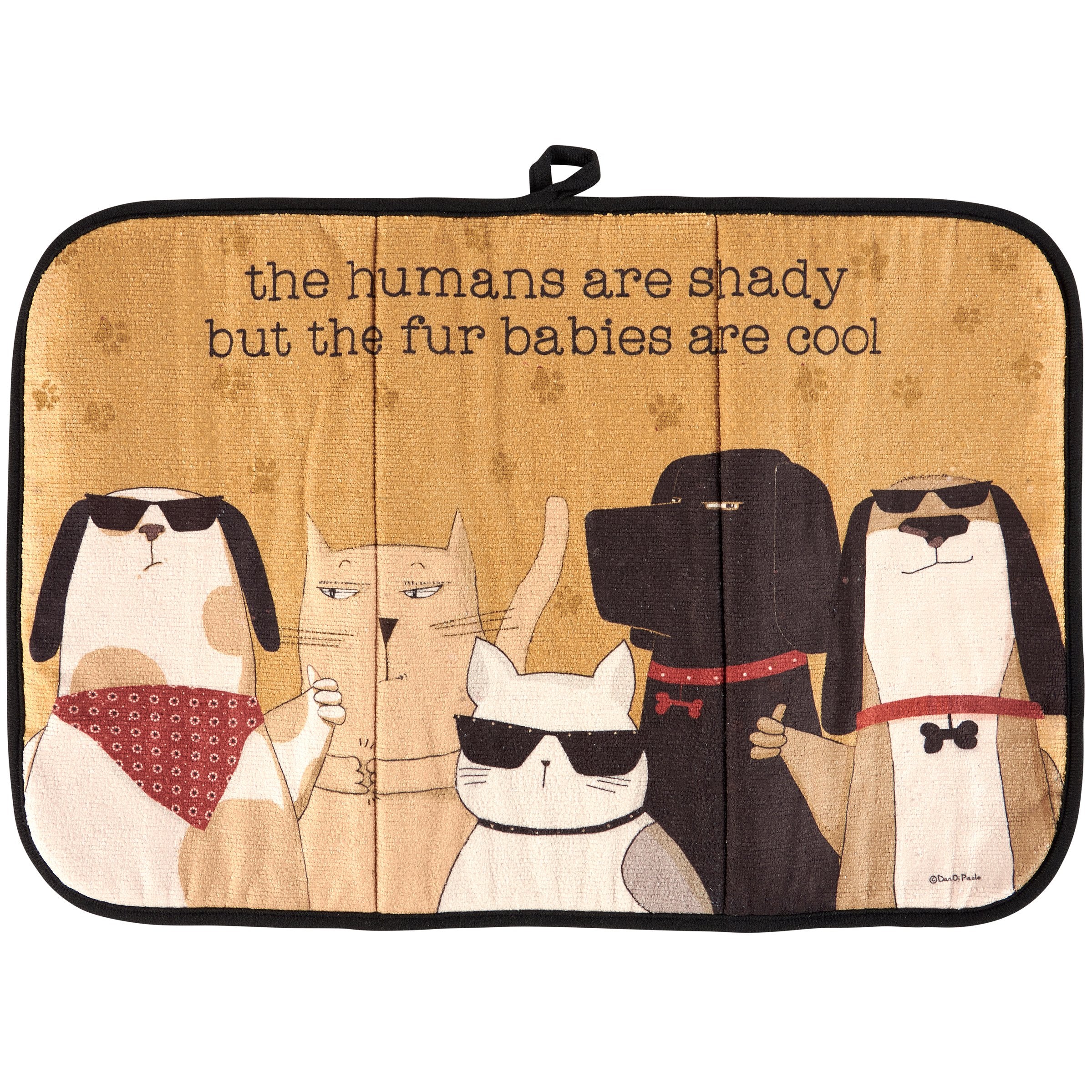 Funny 'Fur Babies Are Cool' Absorbent Pet Drying Mat for Kitchen Counter