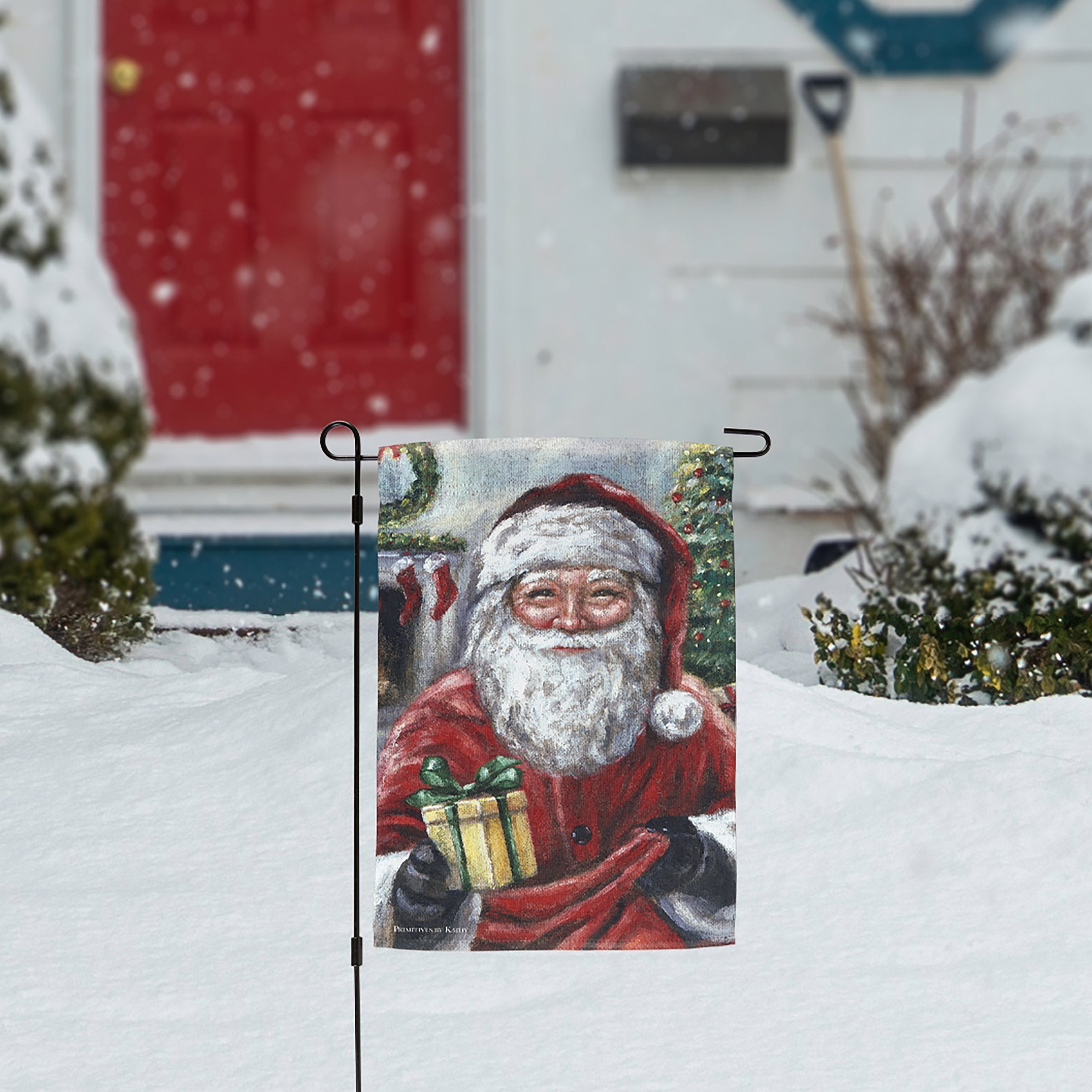 Festive Double-Sided Christmas Eve Santa Garden Flag - Durable Outdoor Holiday Decor