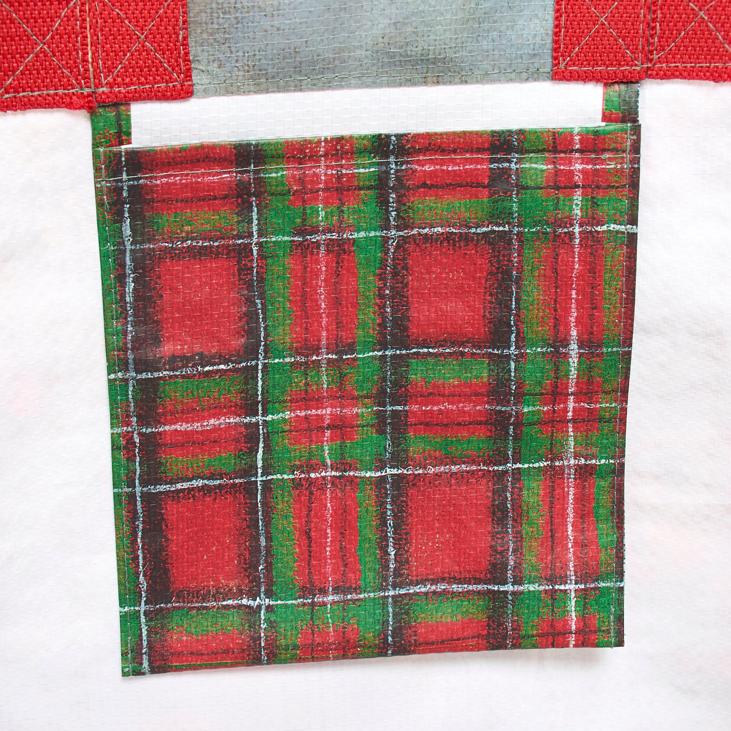 Festive Christmas Eve Santa Eco-Friendly Reusable Market Tote with Tartan Plaid Design