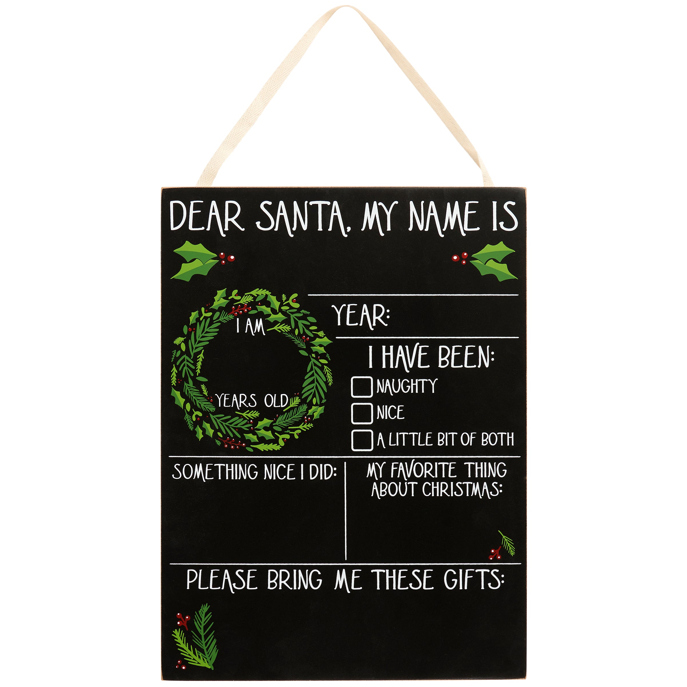 Kids' Dear Santa Christmas Milestone Chalkboard Board - Reusable Holiday Photo Prop