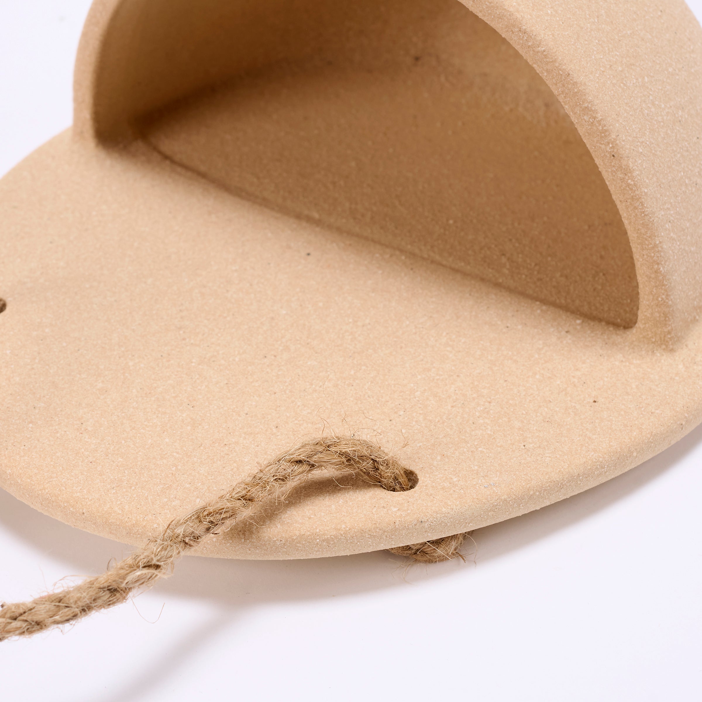 Rustic Beach Sand Ceramic Wall Pocket Planter with Jute Hanger Decor