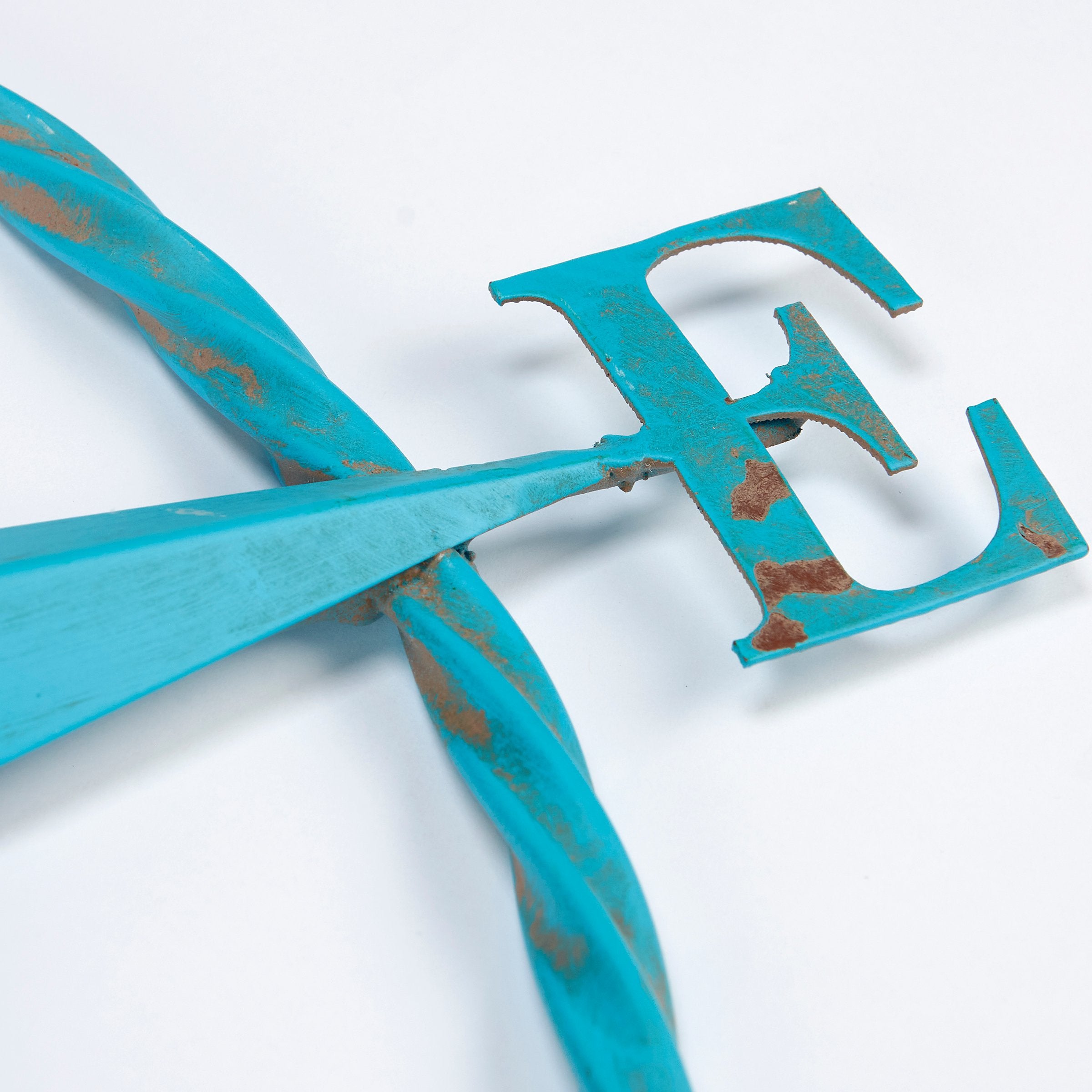 Coastal Compass Rose Metal Wall Decor - Rustic Beach Blue Finish, Aged Accents