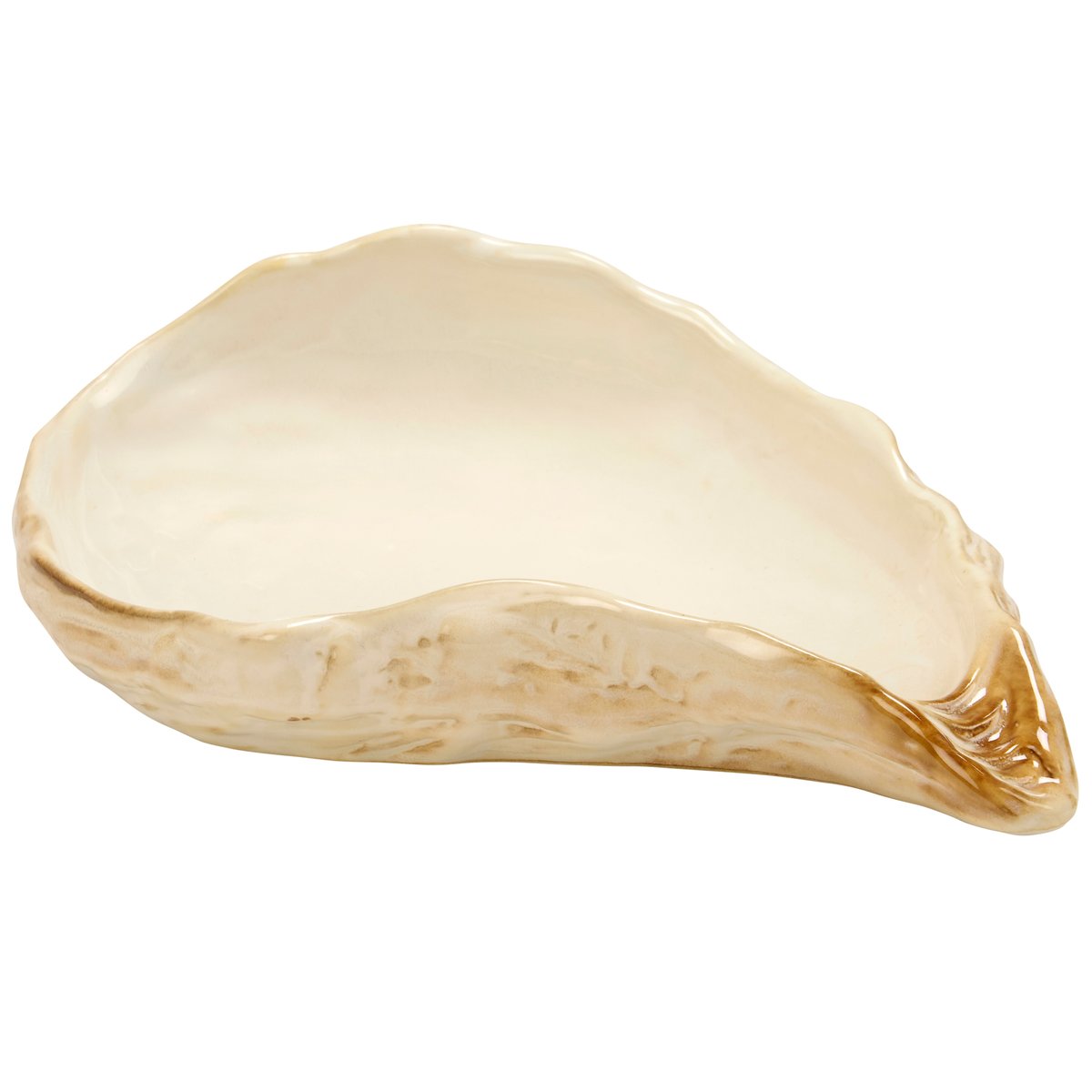 Chic Oyster Shell Stoneware Vanity Tray - Glossy Glaze Coastal Beach Decor