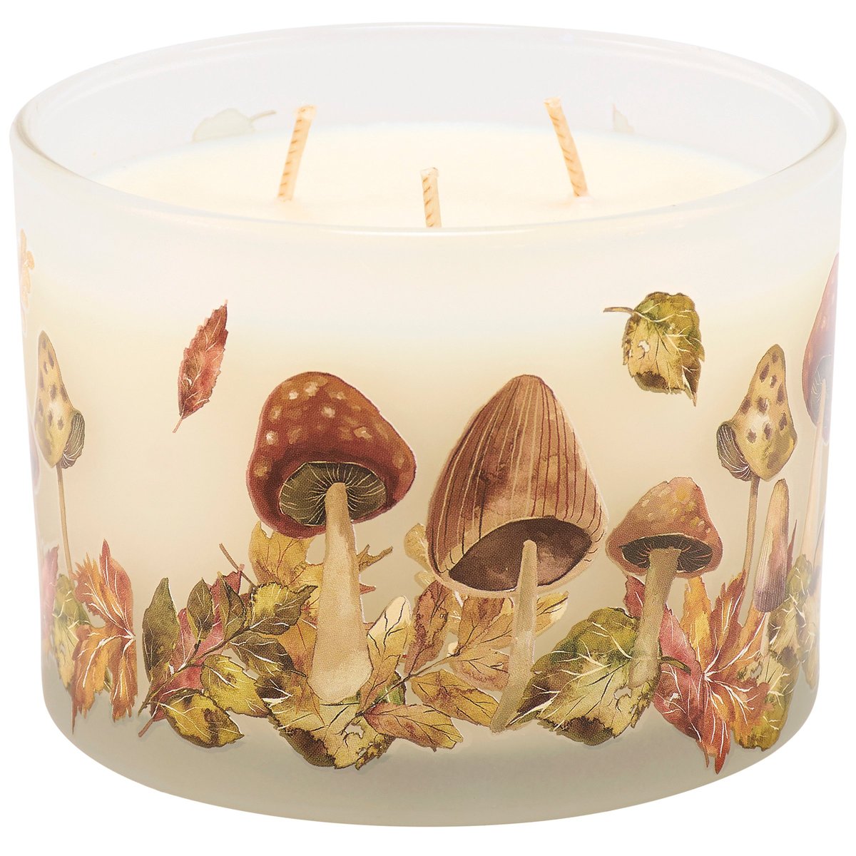 Premium Fall Harvest Leaves Candle - 14oz Frosted Glass, 3-Wick Soy Wax, Earthy Ebony Scent