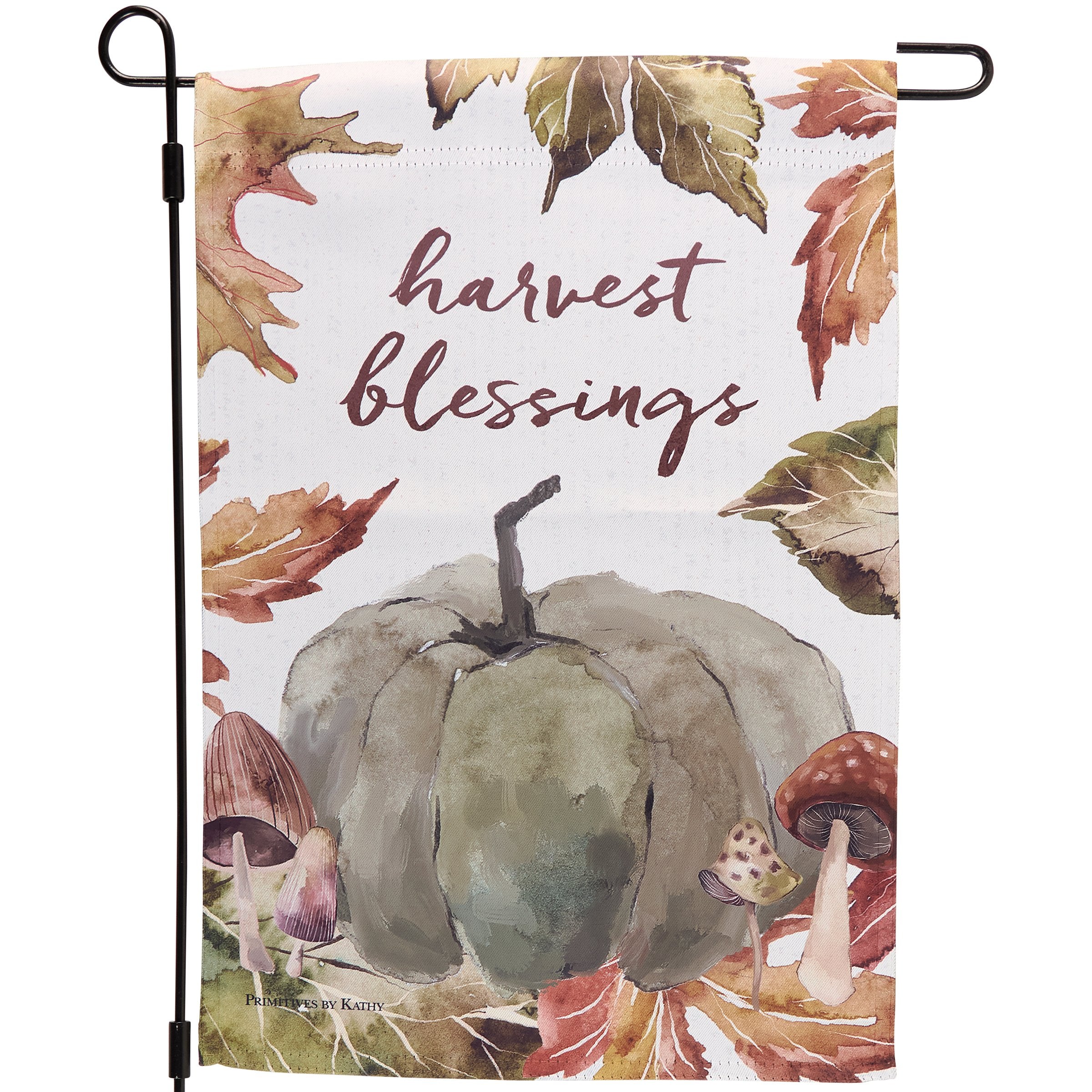 Double-Sided Watercolor Fall Pumpkin Harvest Blessings Garden Flag Outdoor Decor