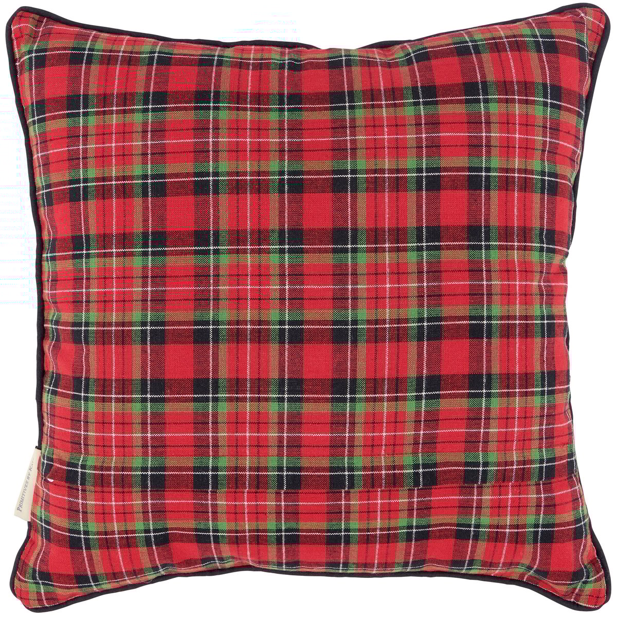 Charming Winter Cardinal Couple Pillow with Plaid Backing and Zippered Cover