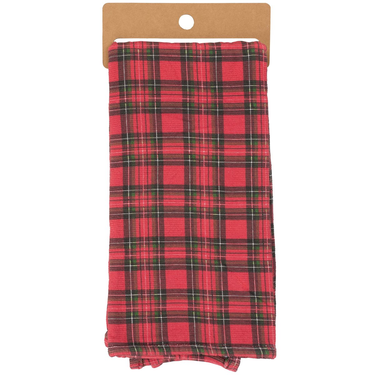 Rustic Christmas Cardinal Couple Plaid Kitchen Towel with Terrycloth Back