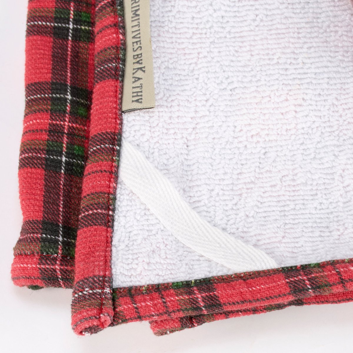 Rustic Christmas Cardinal Couple Plaid Kitchen Towel with Terrycloth Back