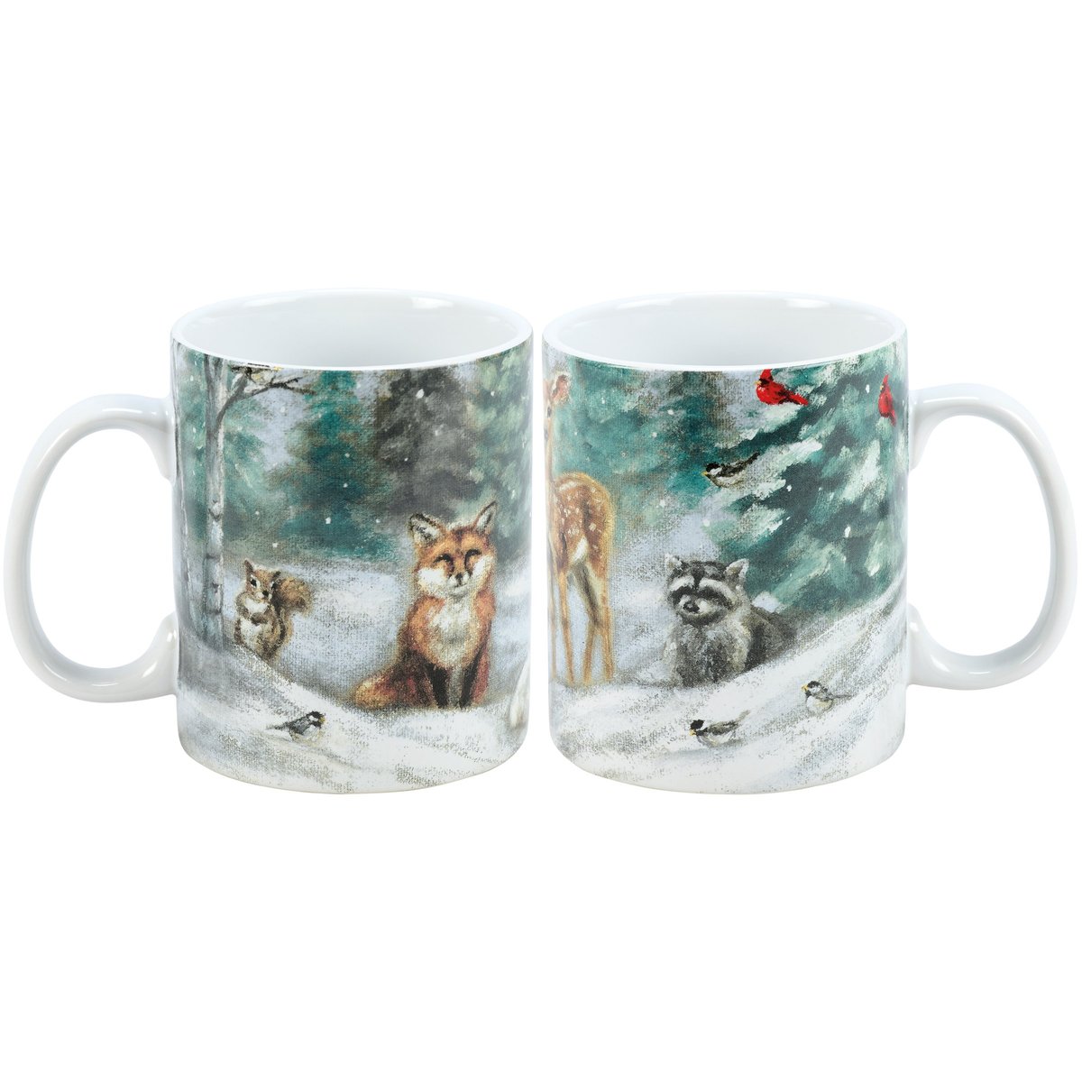 Charming Winter Woodland Animals Stoneware Coffee Mug - 20oz Capacity