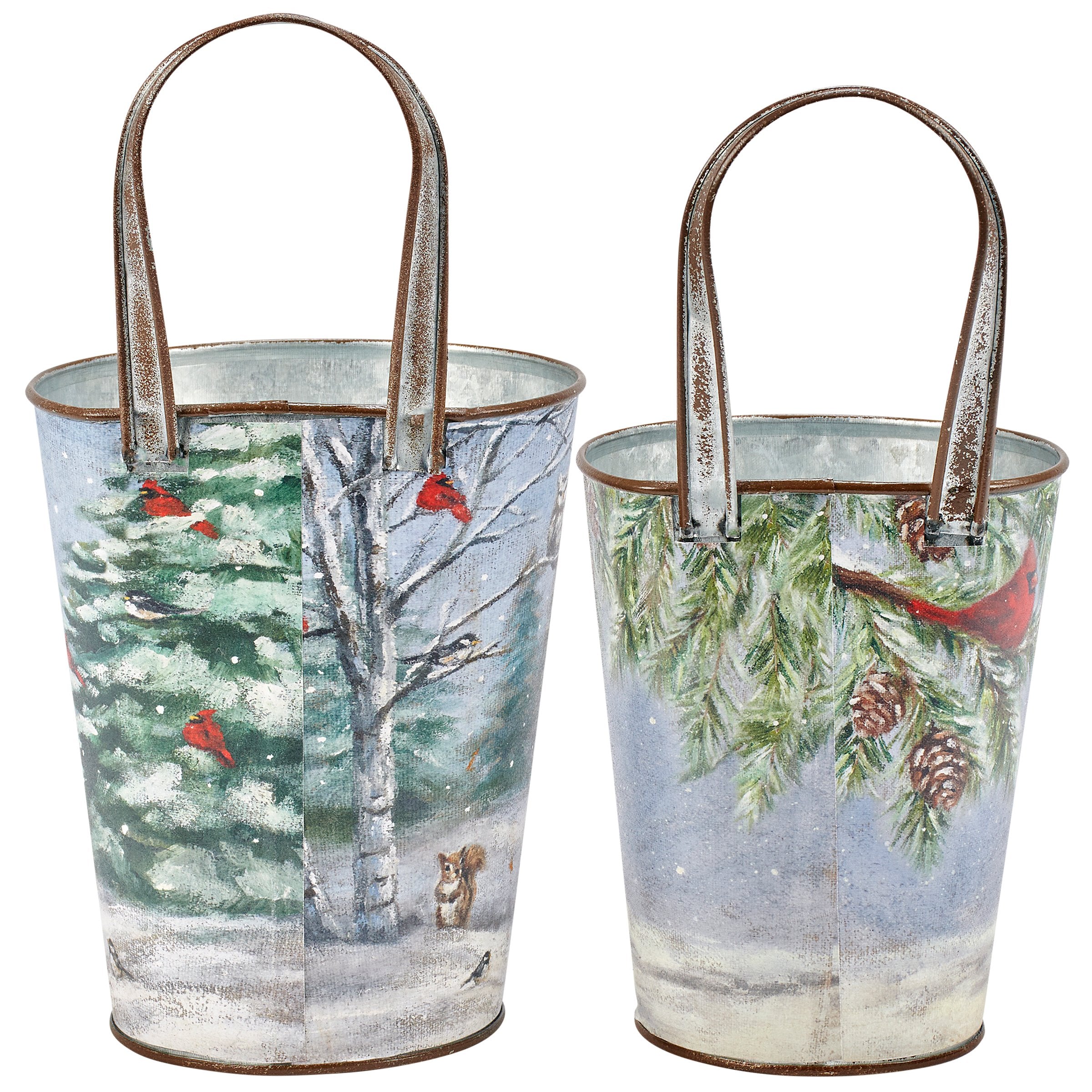 Charming Winter Woodland Animal Decorative Wall Buckets Set for Festive Home Decor