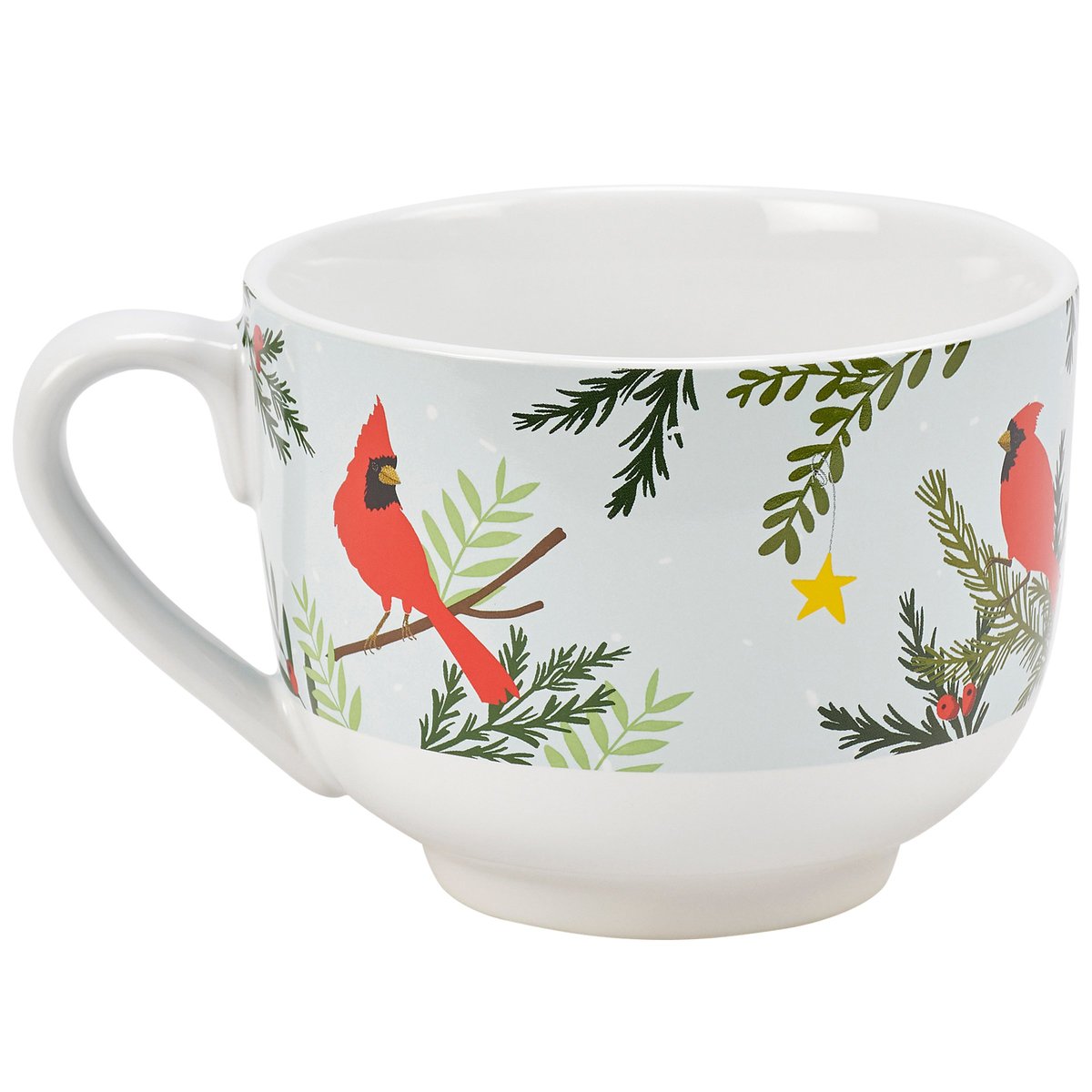 Charming Cardinals Stoneware Mug: 'Cup of Memories' 20 oz Christmas Drinkware