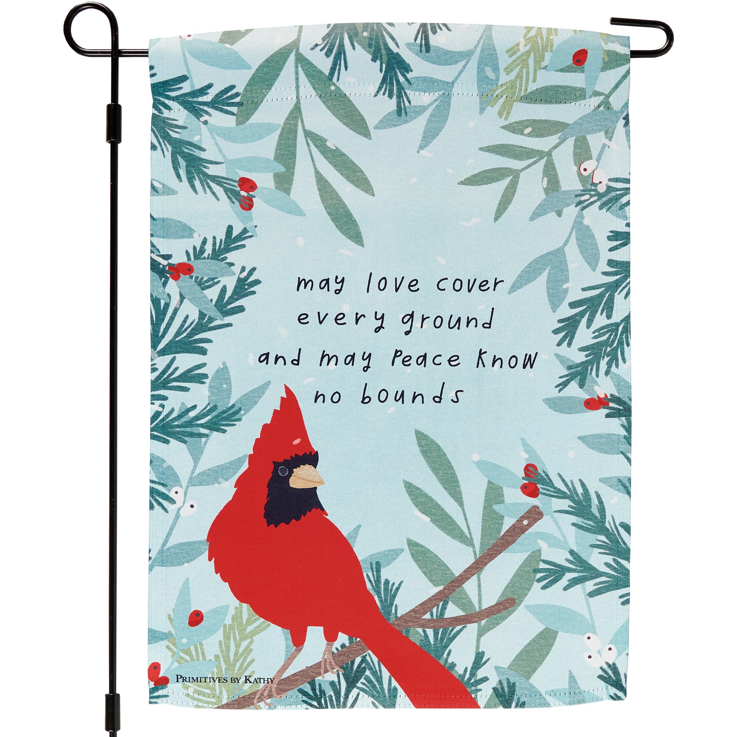 Inspirational Double-Sided Cardinal Peace No Bounds Christmas Garden Flag, Weather-Resistant Decor