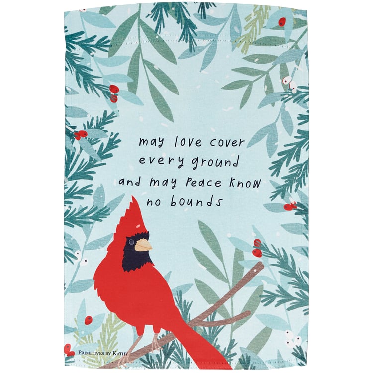 Inspirational Double-Sided Cardinal Peace No Bounds Christmas Garden Flag, Weather-Resistant Decor